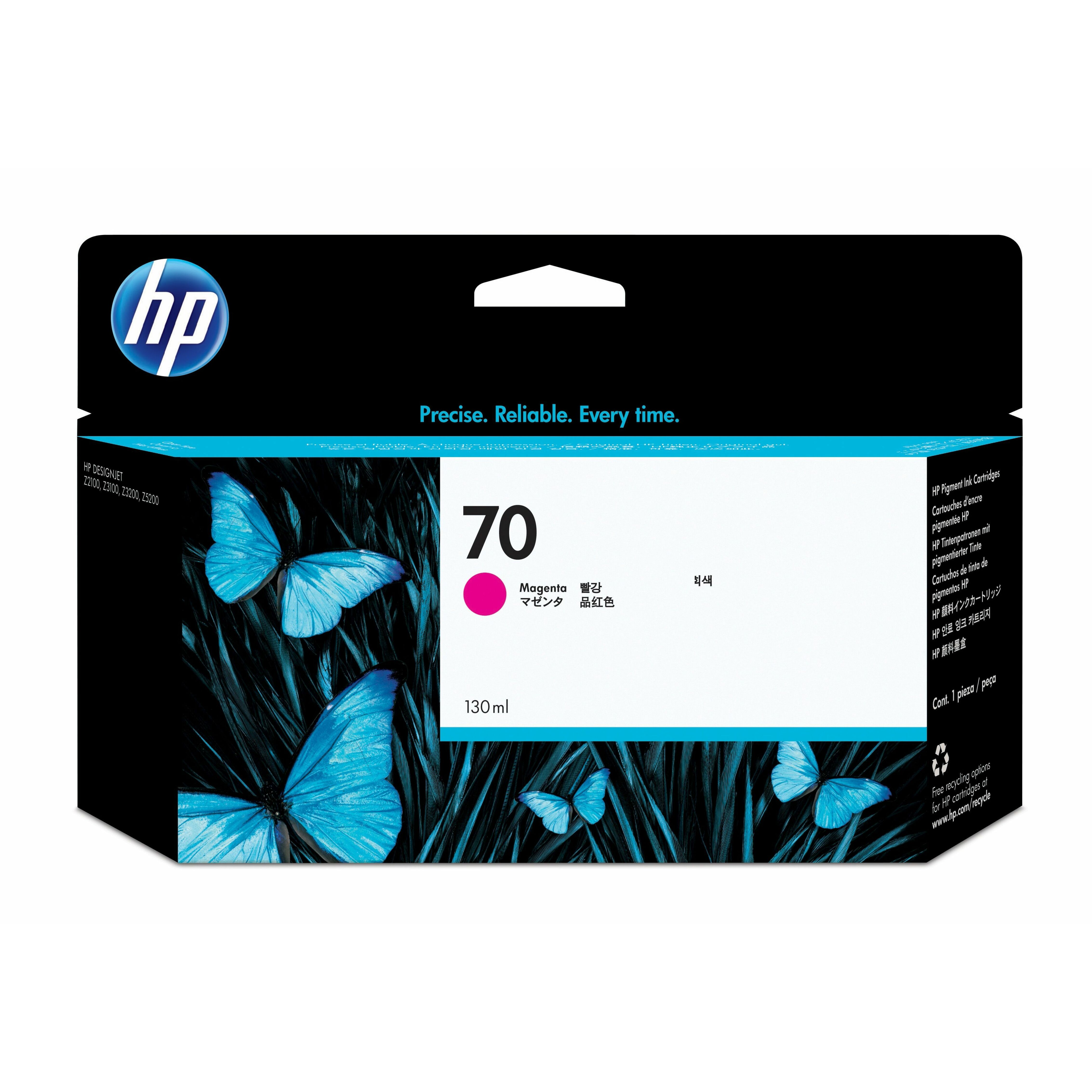 HP 70 (C9453A) Original Inkjet Ink Cartridge - Single Pack - Magenta - 1 Each - 130 mL