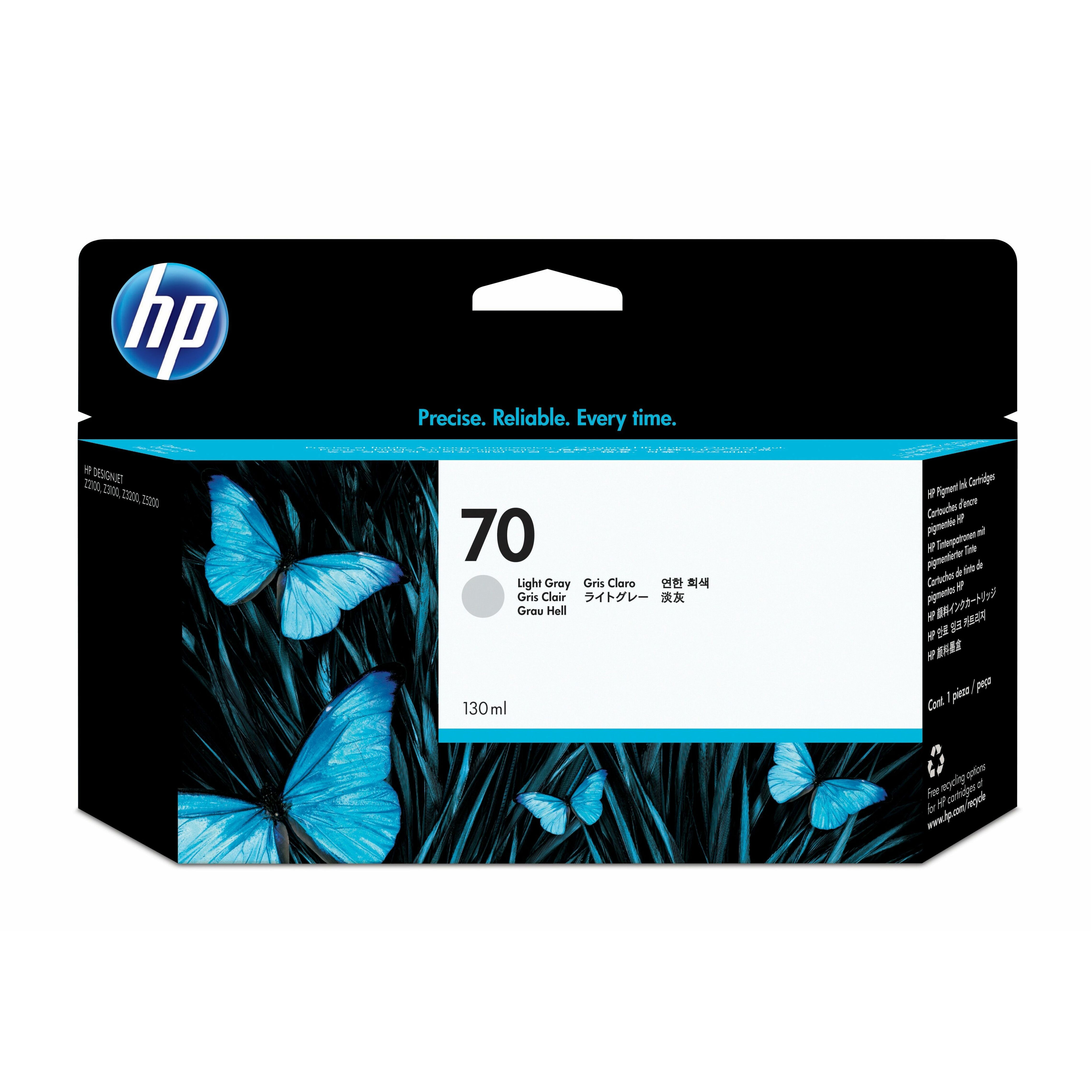HP 70 (C9451A) Original Inkjet Ink Cartridge - Single Pack - Light Gray - 1 Each - 130 mL