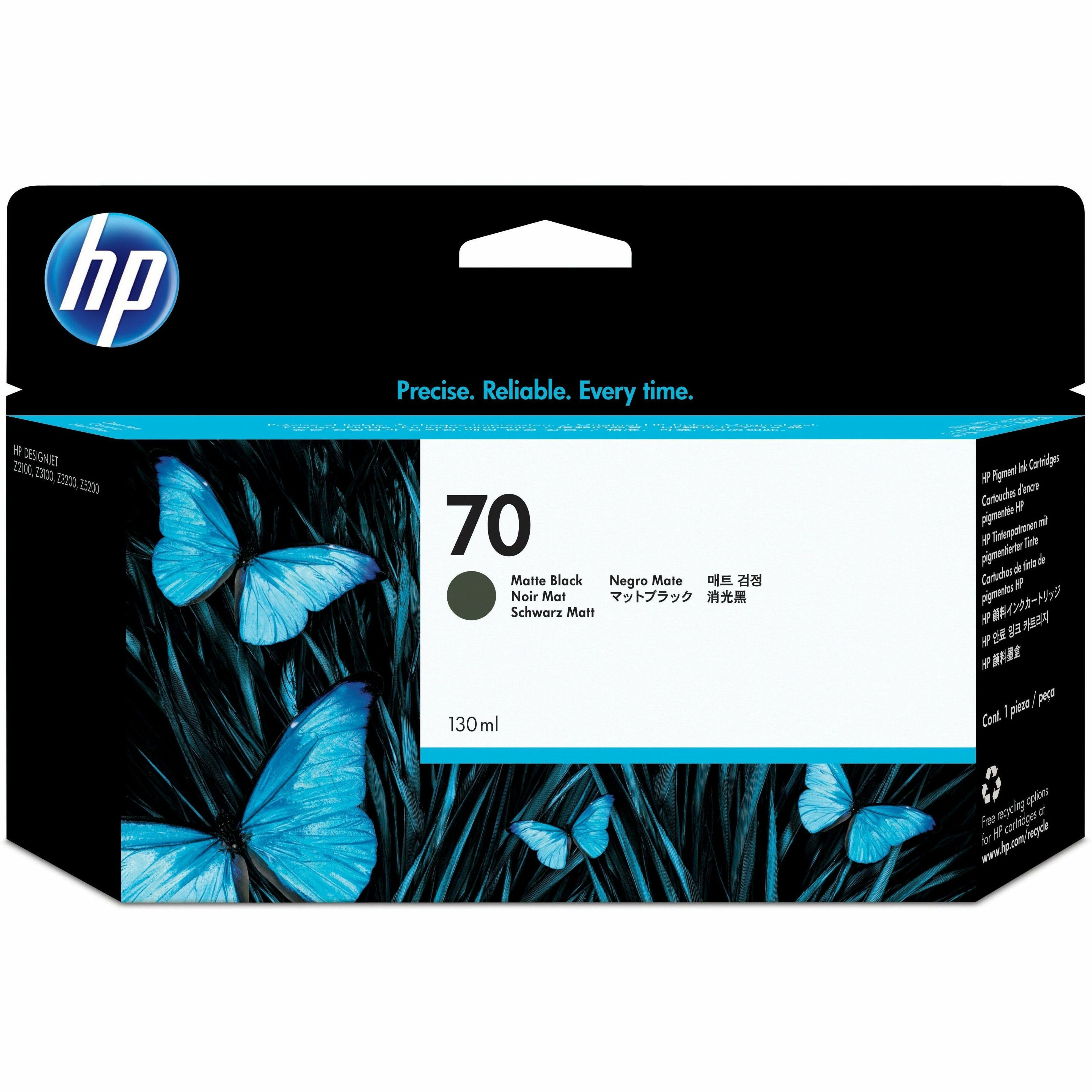HP 70 (C9448A) Original Inkjet Ink Cartridge - Single Pack - Matte Black - 1 Each - 130 mL