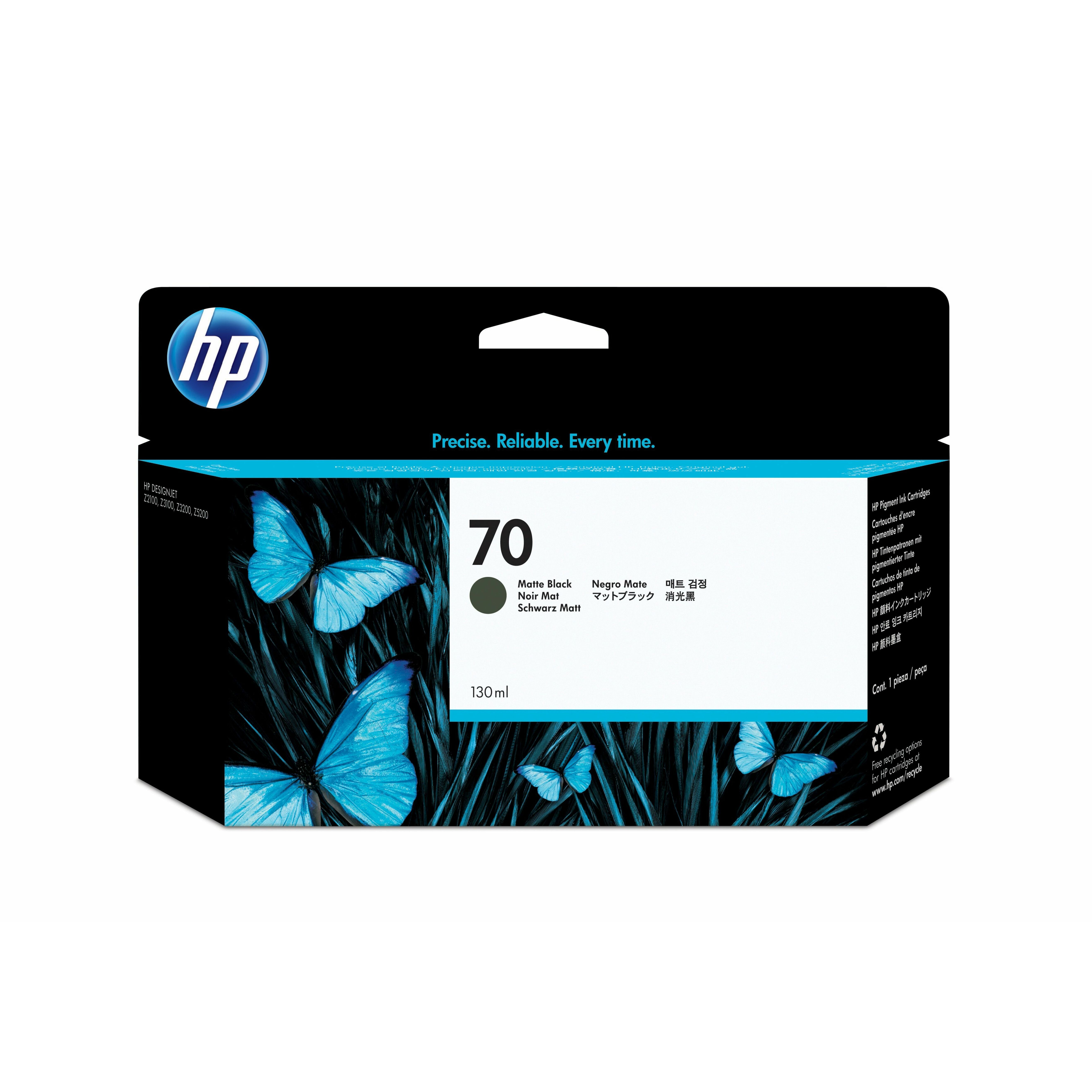 HP 70 (C9448A) Original Inkjet Ink Cartridge - Single Pack - Matte Black - 1 Each - 130 mL