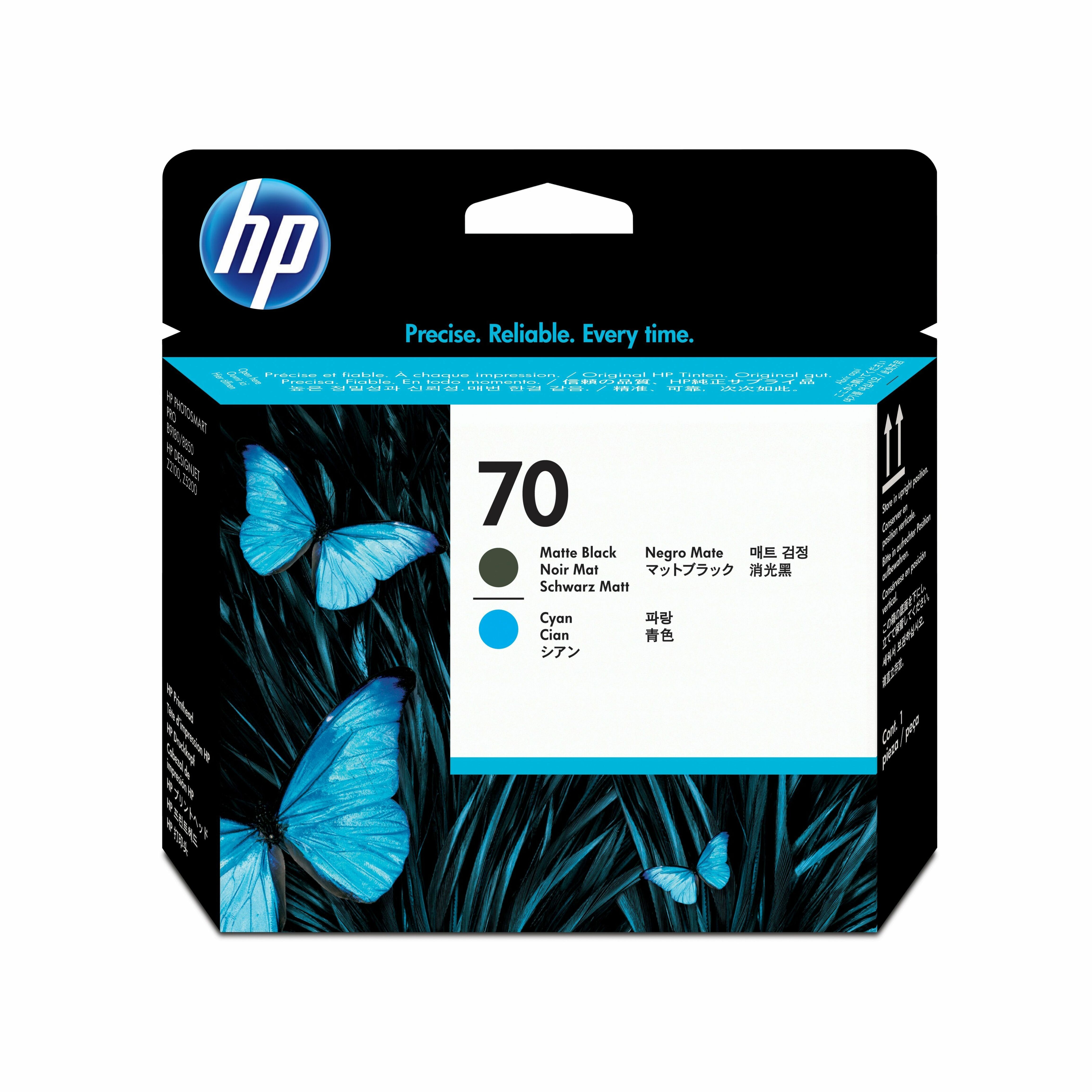 HP 70 (C9404A) Original Printhead - Single Pack - Inkjet - Standard Yield - Matte Black, Matte Cyan - 1 Each