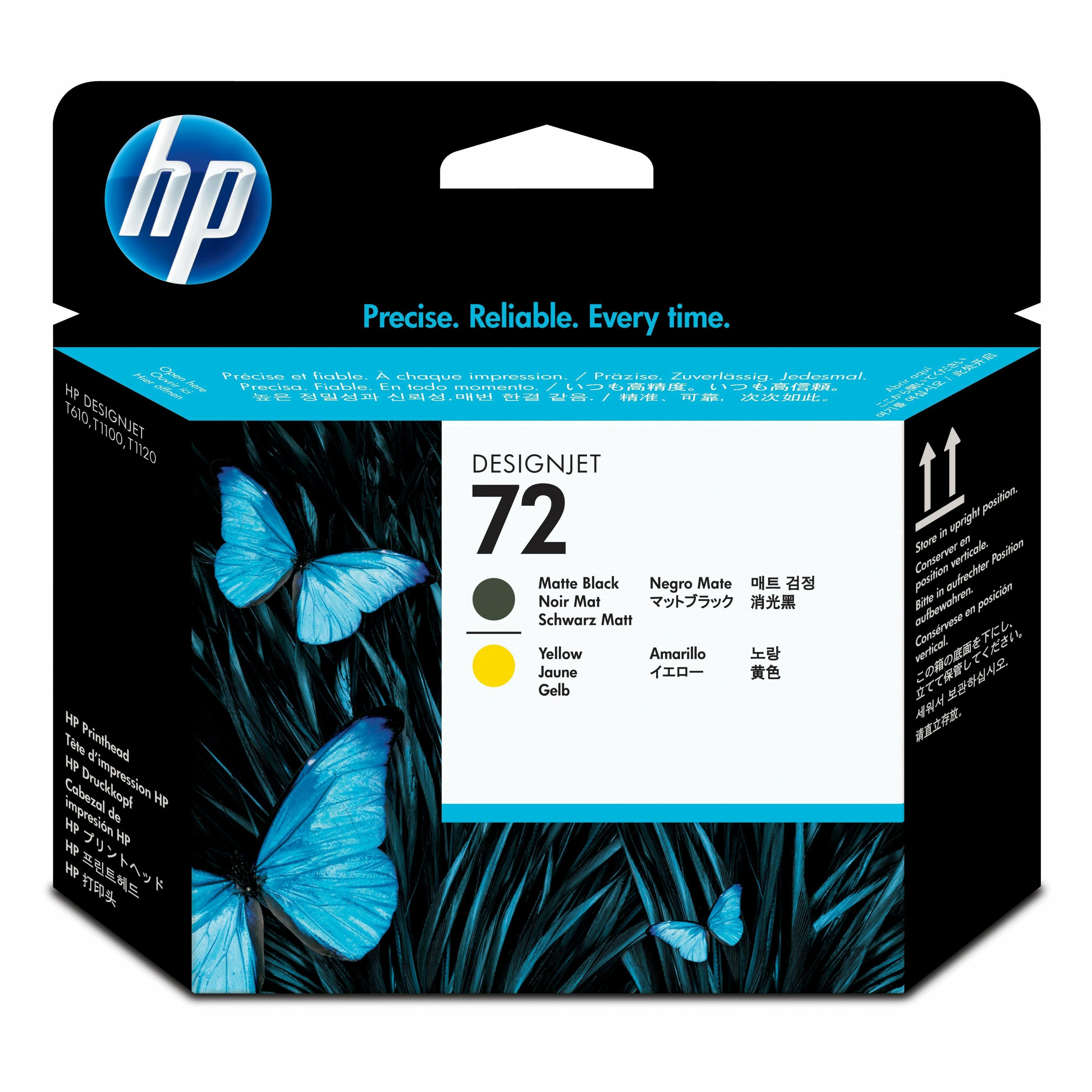 HP 72 (C9384A) Original Inkjet Printhead - Single Pack - Matte Black, Yellow - 1 Each