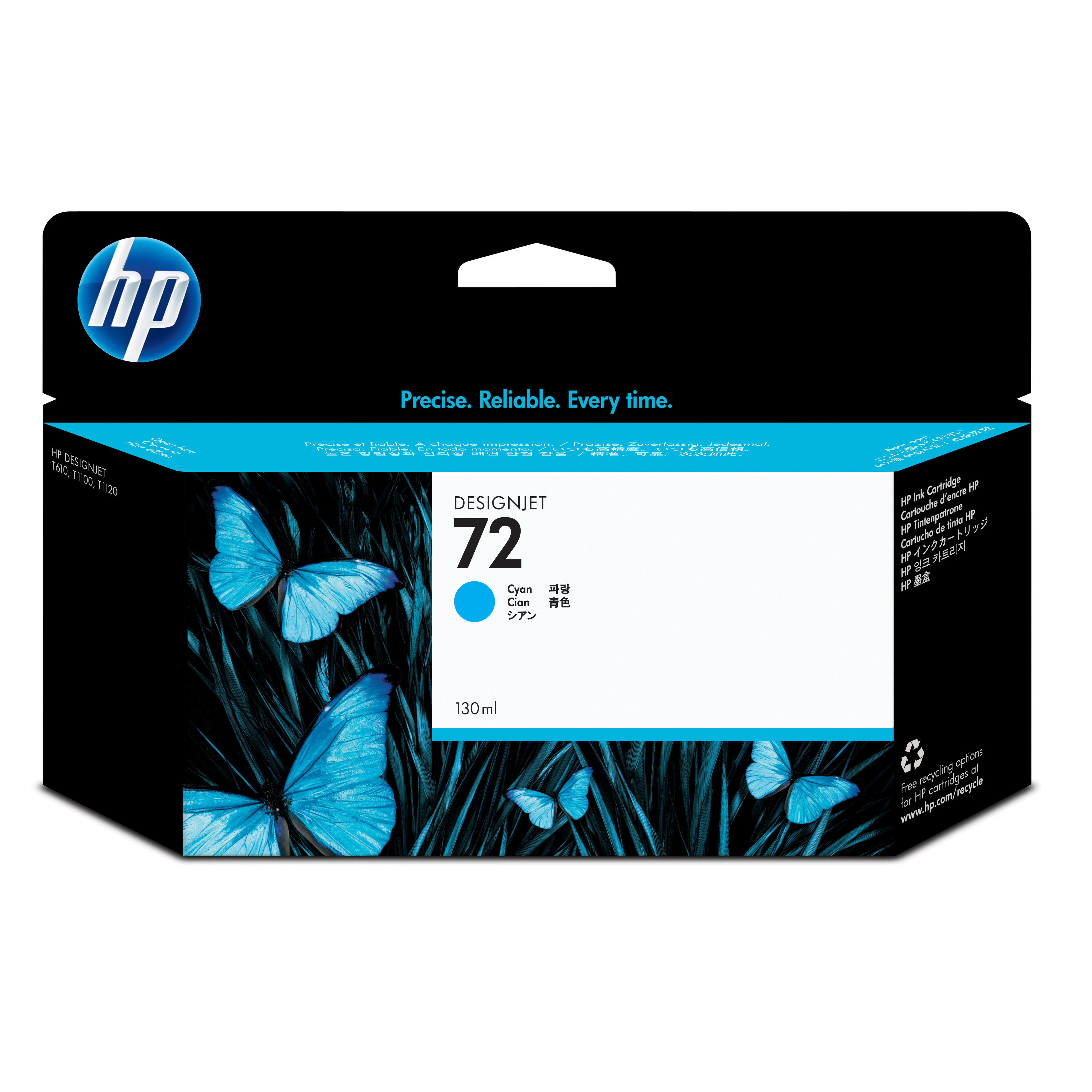 HP 72 (C9371A) Original Inkjet Ink Cartridge - Single Pack - Cyan - 1 Each - 130 mL