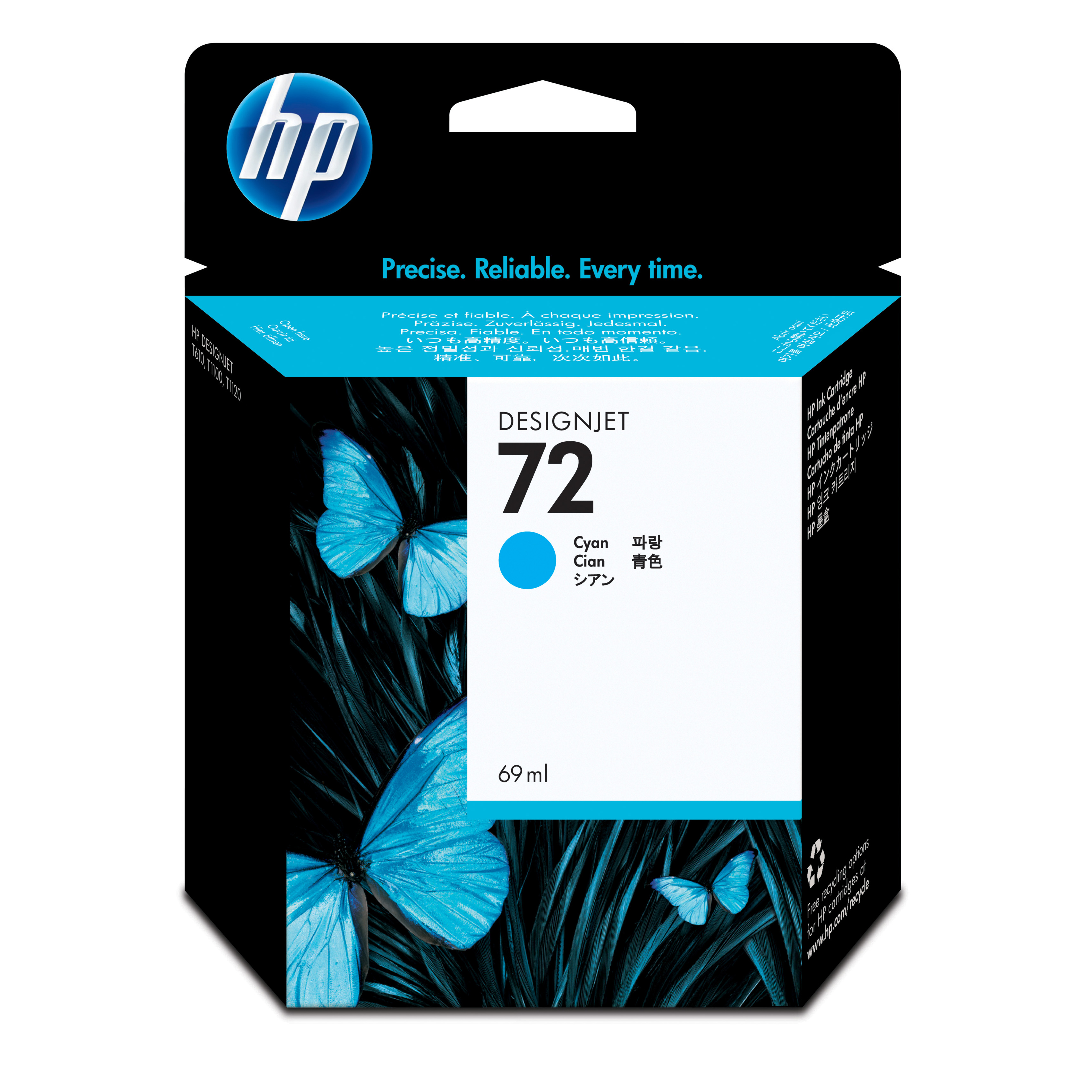 HP 72 (C9398A) Original Ink Cartridge - Single Pack - Inkjet - Cyan - 1 Each