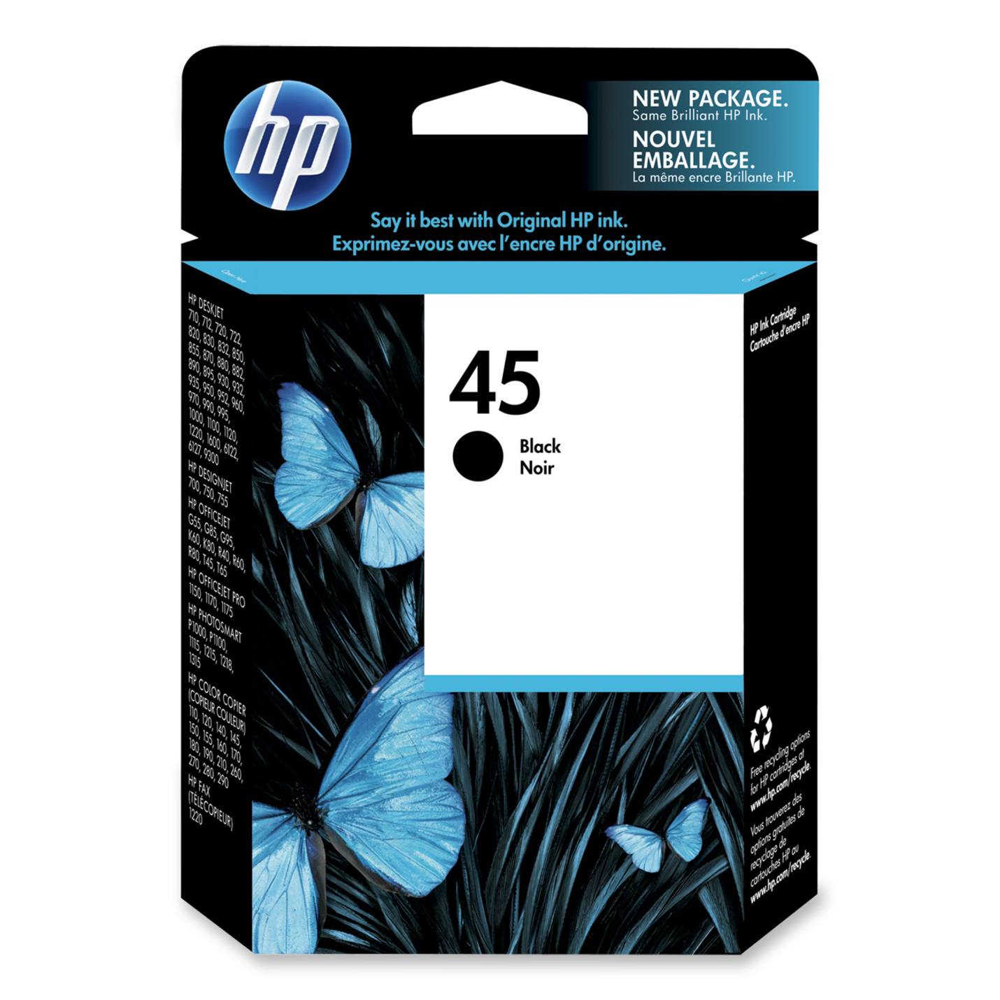 HP 45 Original Ink Cartridge - Single Pack - Inkjet - 930 Pages - Black - 1 Each