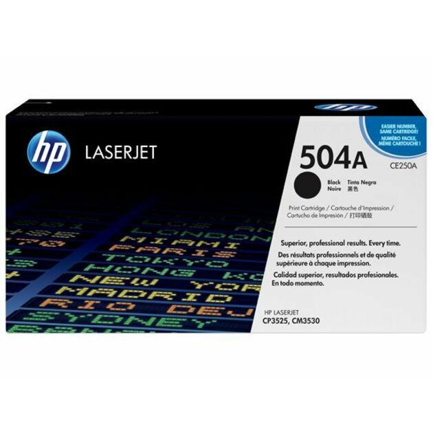 HP 504A (CE250A) Original Laser Toner Cartridge - Single Pack - Black - 1 Each - 5000 Pages