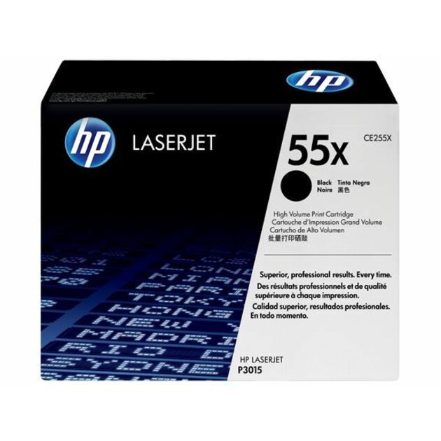 HP 55X (CE255X) Original Laser Toner Cartridge - Single Pack - Black - 1 Each - 12500 Pages