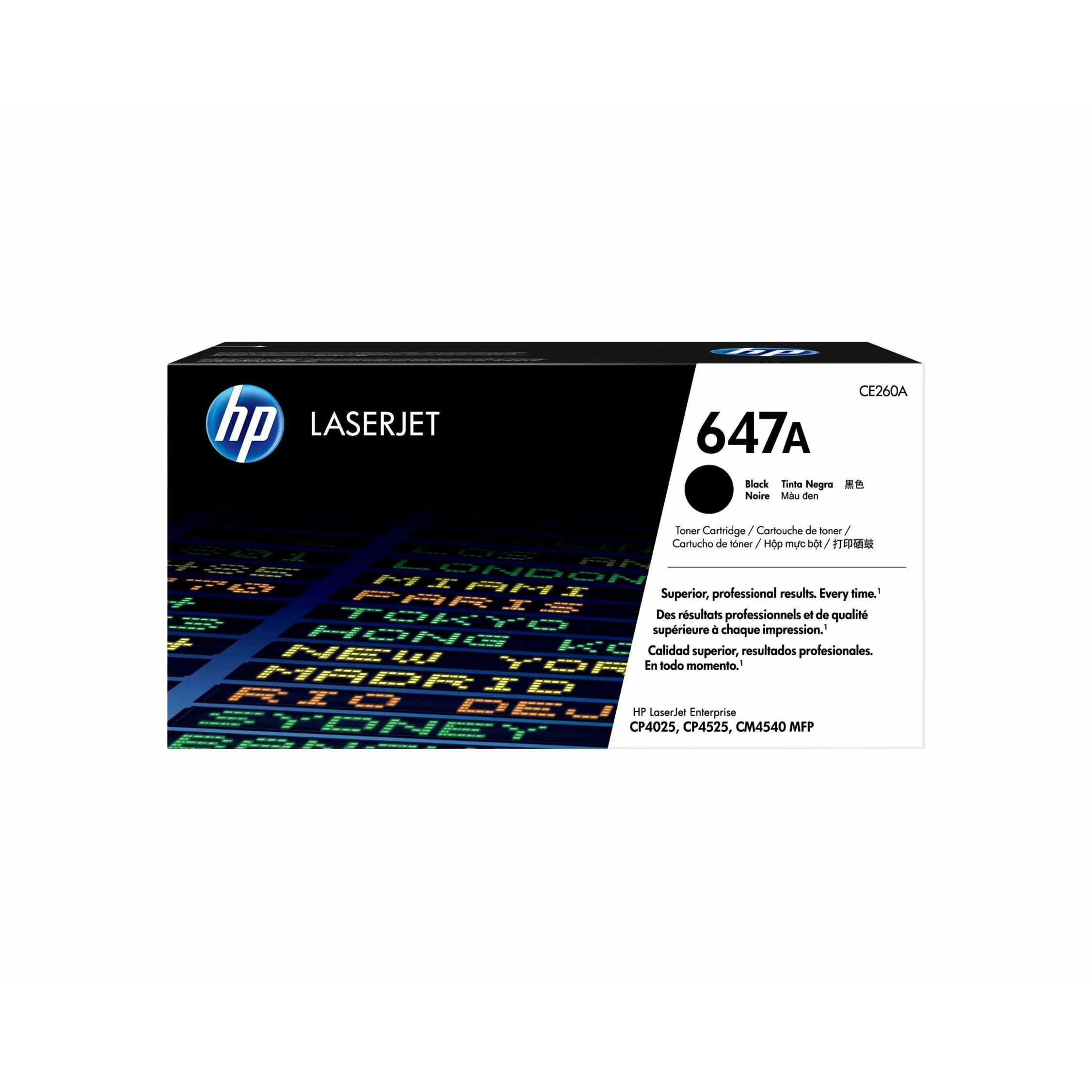 HP 647A (CE260A) Original Laser Toner Cartridge - Single Pack - Black - 1 Each - 8500 Pages