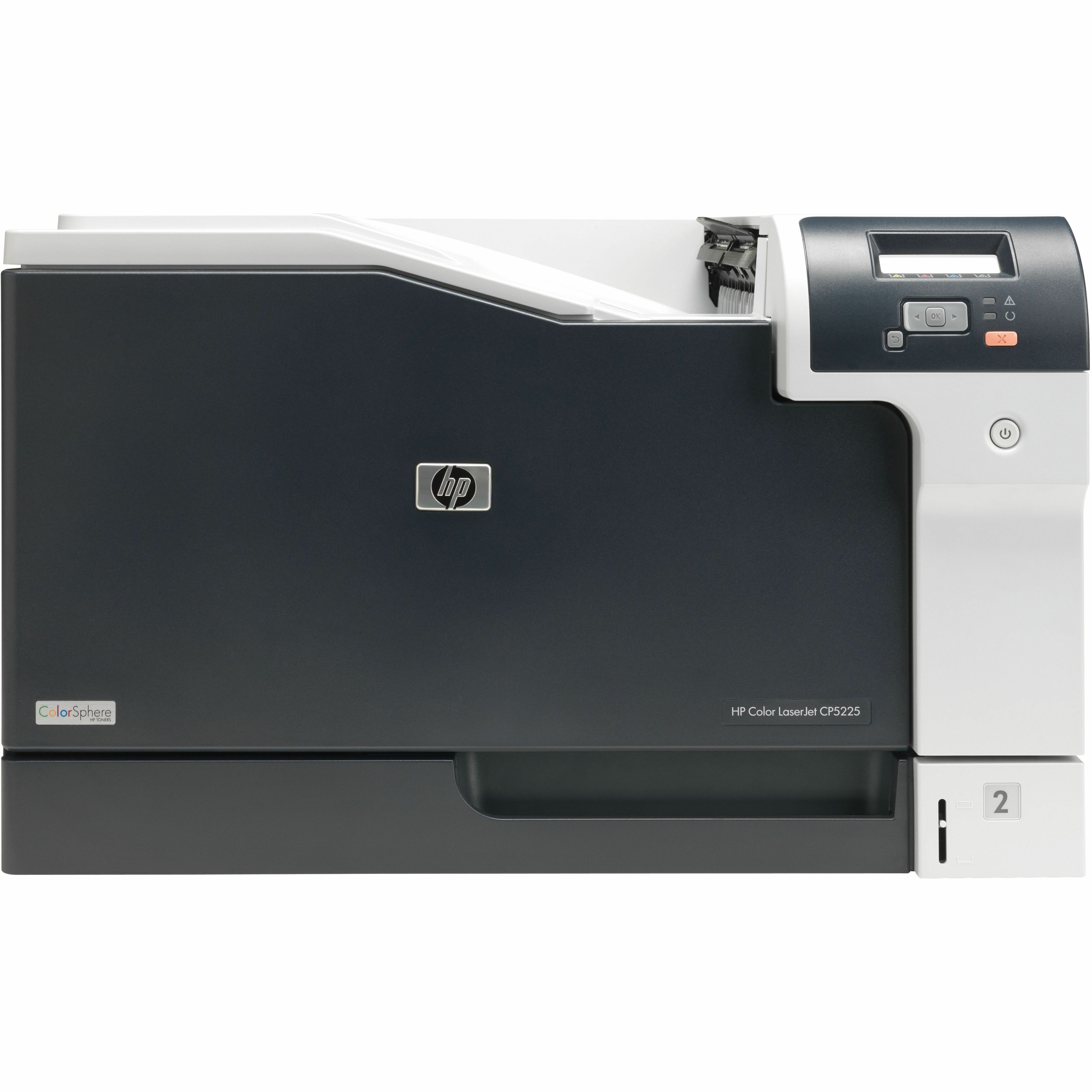 HP LaserJet Professional CP5220 CP5225N Desktop Laser Printer - Color - 20 ppm Mono / 20 ppm Color - 600 x 600 dpi Print - Manual Duplex Print - 350 Sheets Input - Ethernet - 75000 Pages Duty Cycle - Plain Paper Print - Fast Ethernet - USB — front