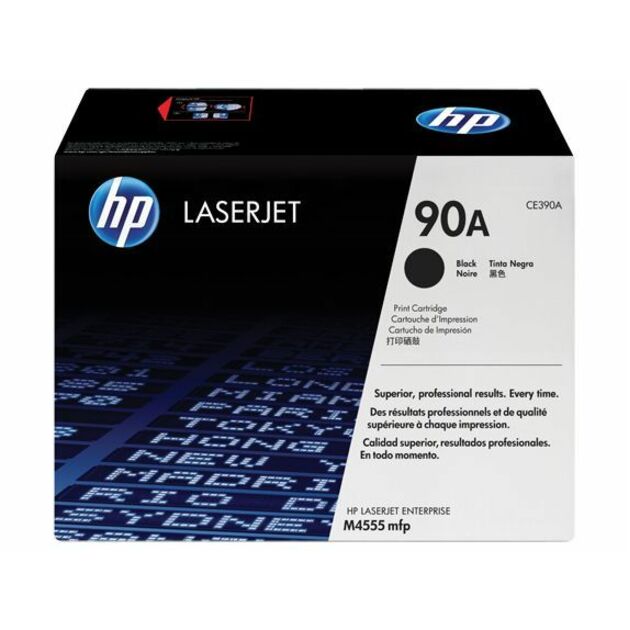 HP 90A (CE390A) Original Standard Yield Laser Toner Cartridge - Single Pack - Black - 1 Each - 10000 Pages