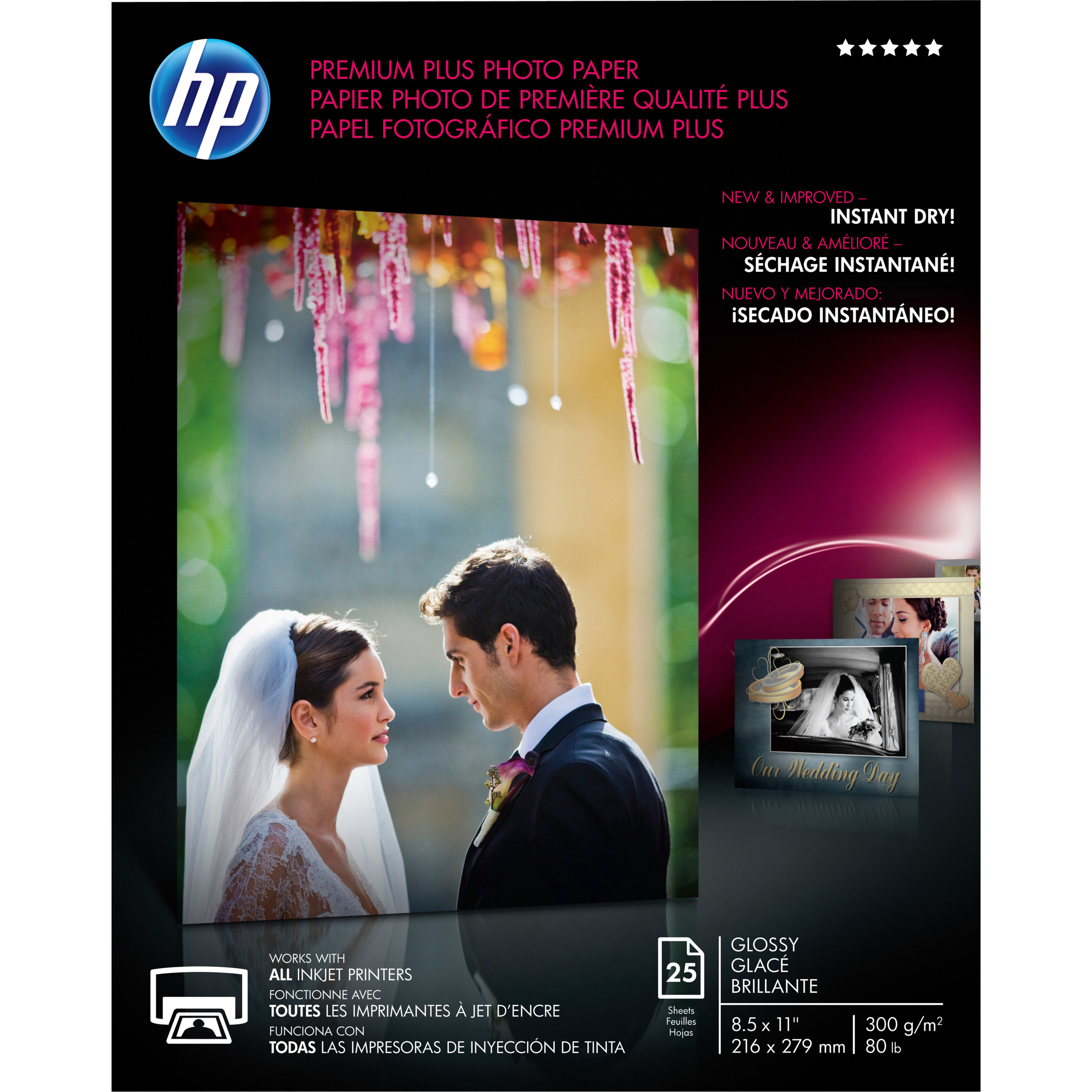 HP Premium Plus 11.5 mil Photo Paper - Letter - 8 1/2" x 11" - 80 lb Basis Weight - Glossy - Design for the Environment (DfE) - Smudge Proof, Water Resistant, Quick Drying - White - 1 / Pack