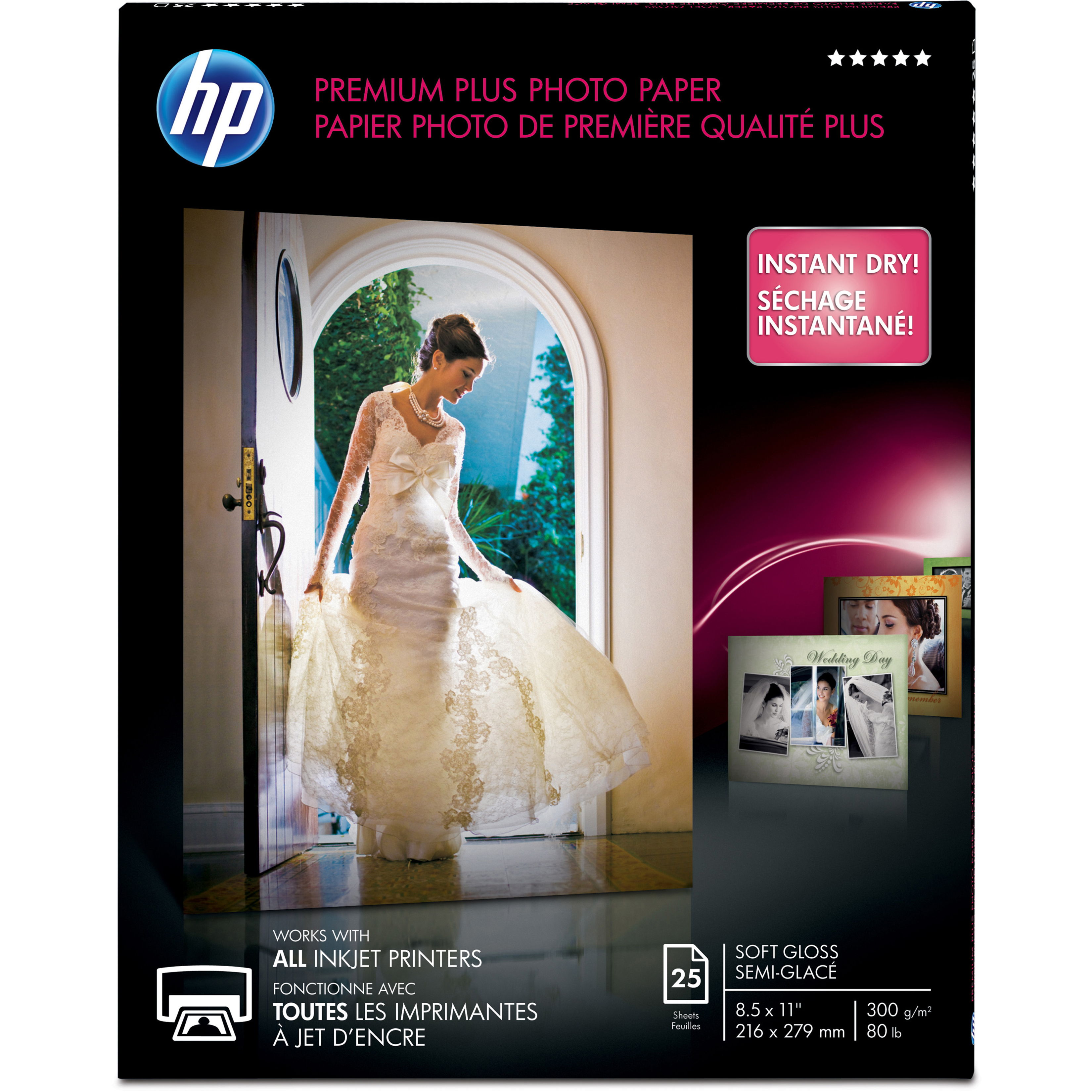 HP Premium Plus Soft Gloss Photo Paper - Letter - 8 1/2" x 11" - Soft Gloss - Design for the Environment (DfE) - Smudge Proof, Water Resistant, Quick Drying, Fade Resistant - White - 1 / Pack