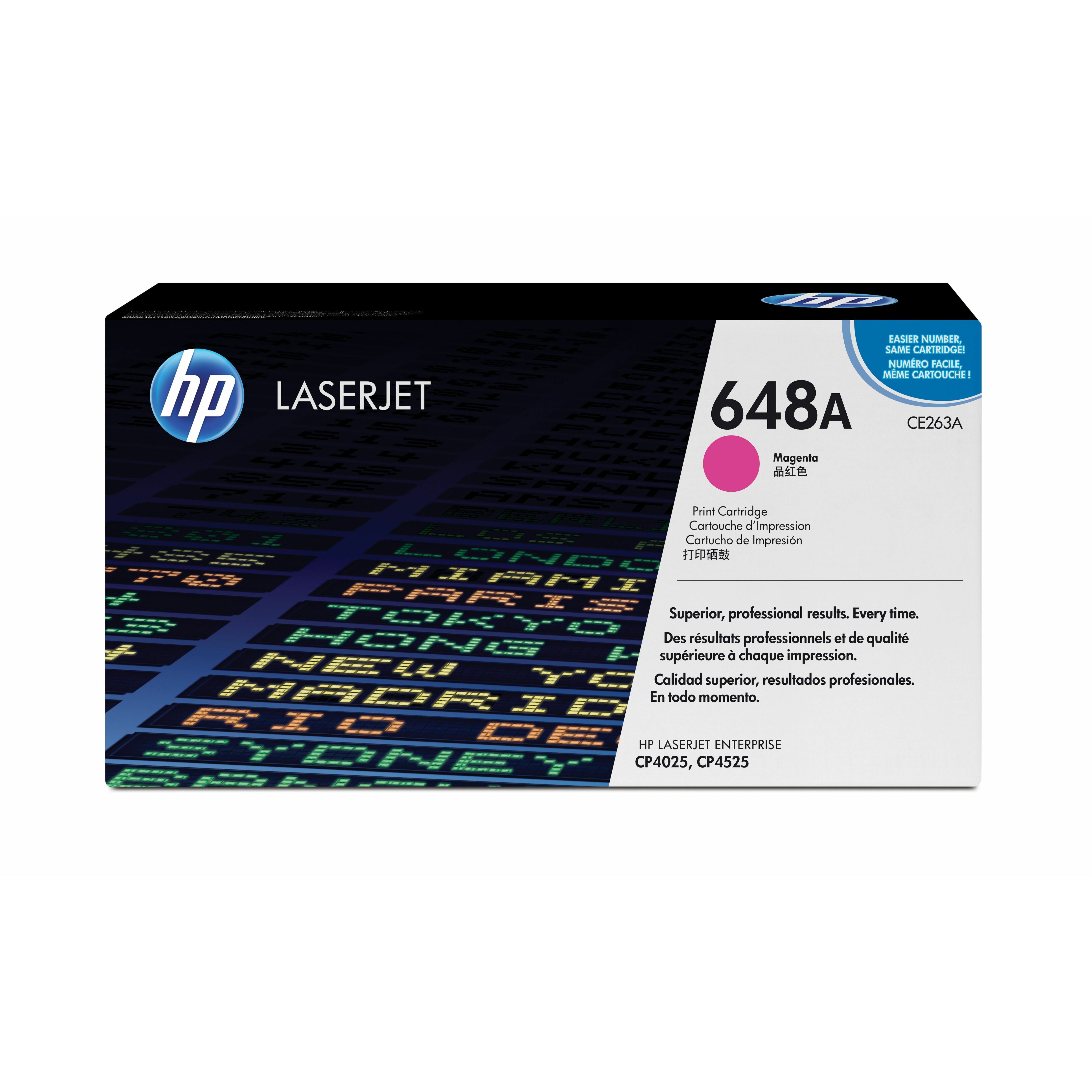 HP 648A (CE263AG) Original Laser Toner Cartridge - Single Pack - Magenta - 1 Each - 11000 Pages
