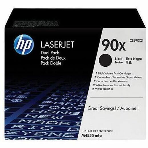 HP 90X (CE390XD) Original Laser Toner Cartridge - Dual Pack - Black - 1 Carton - 24000 Pages
