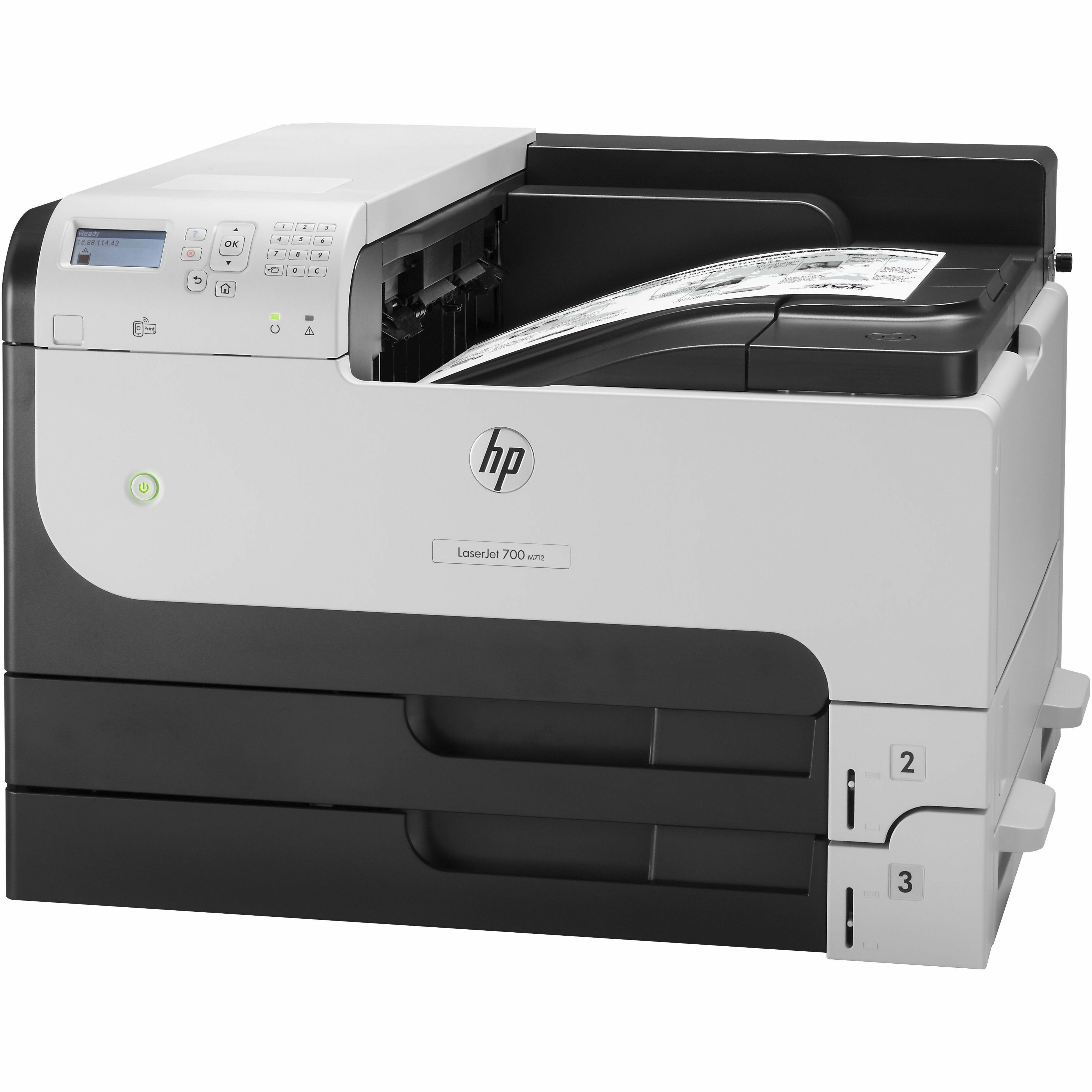 HP LaserJet Enterprise 700 M712N Desktop Laser Printer - Monochrome - 41 ppm Mono - 1200 x 1200 dpi Print - Manual Duplex Print - 600 Sheets Input - Ethernet - Apple AirPrint, Google Cloud Print, HP ePrint, Mopria - 100000 Pages Duty Cycle - Plain Paper Print - Gigabit Ethernet - USB — alternate image2
