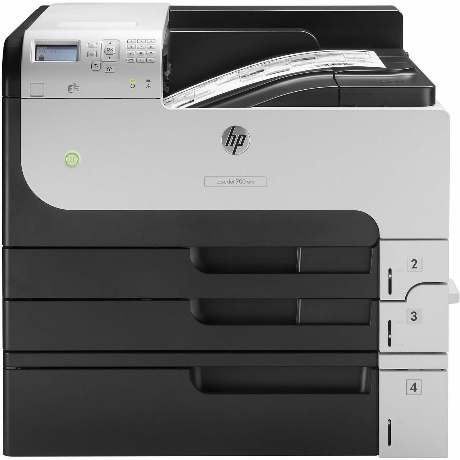 HP LaserJet Enterprise 700 M712XH Desktop Laser Printer - Monochrome - 41 ppm Mono - 1200 x 1200 dpi Print - Automatic Duplex Print - 1100 Sheets Input - Ethernet - HP ePrint, Apple AirPrint - 100000 Pages Duty Cycle - Plain Paper Print - Gigabit Ethernet - USB — alternate image1
