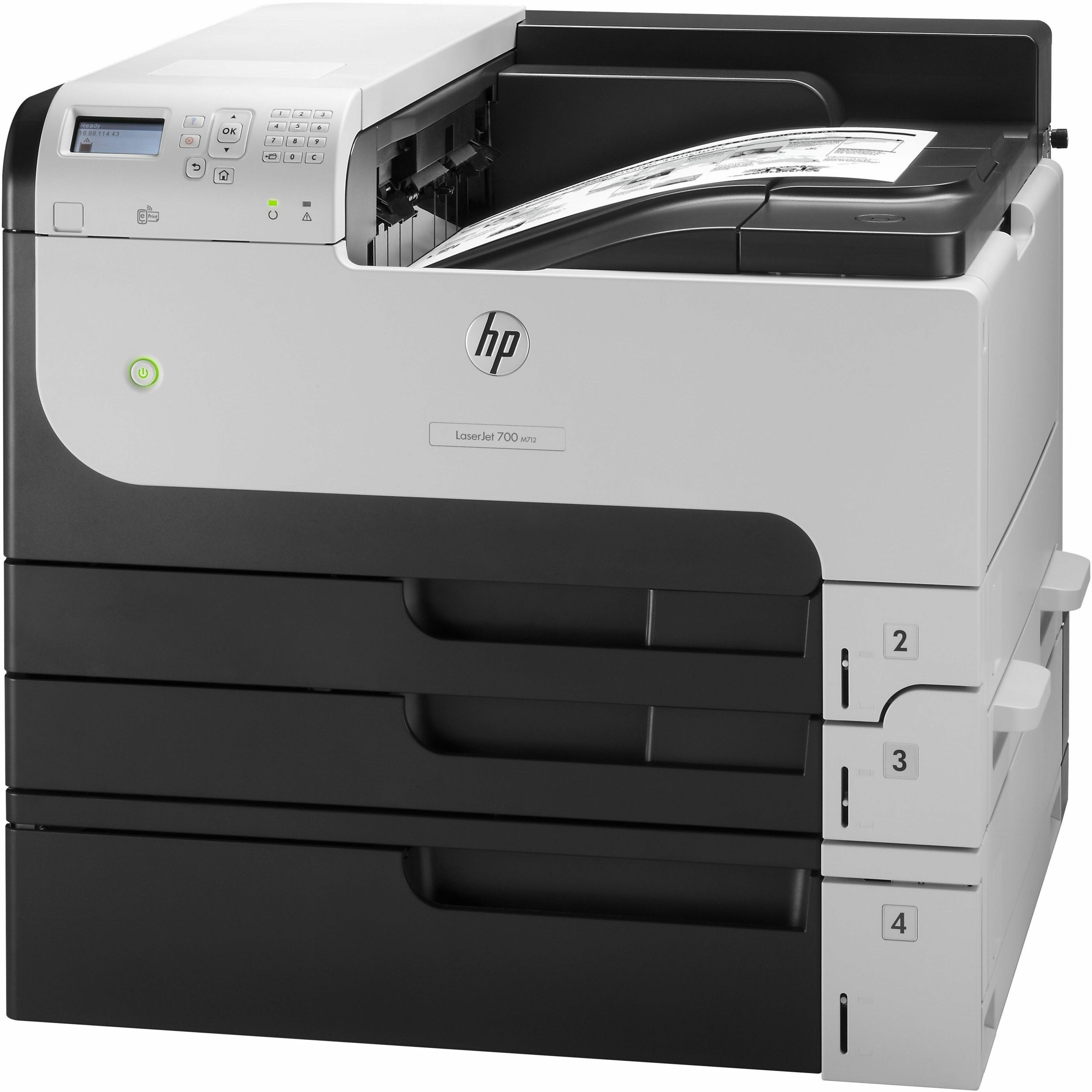 HP LaserJet Enterprise 700 M712XH Desktop Laser Printer - Monochrome - 41 ppm Mono - 1200 x 1200 dpi Print - Automatic Duplex Print - 1100 Sheets Input - Ethernet - HP ePrint, Apple AirPrint - 100000 Pages Duty Cycle - Plain Paper Print - Gigabit Ethernet - USB — alternate image2