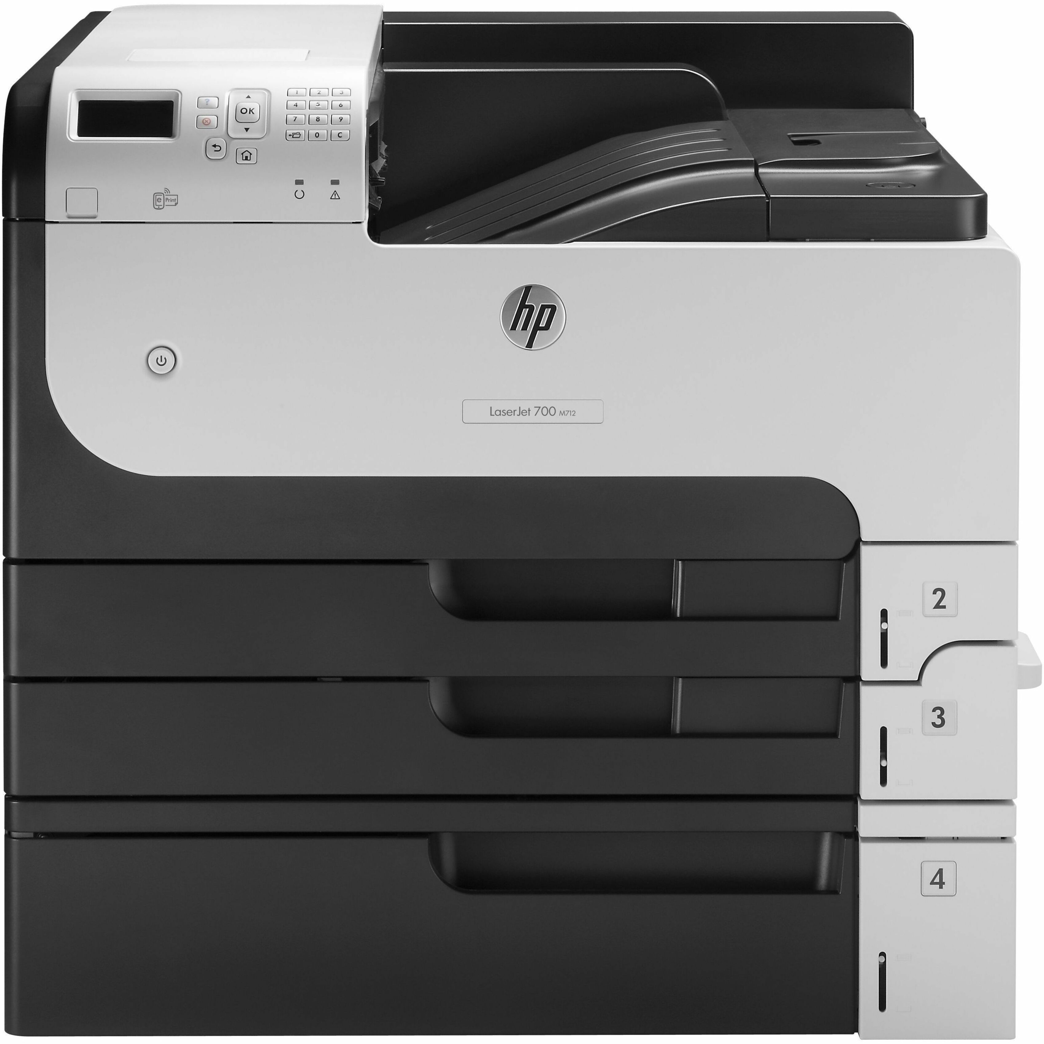 HP LaserJet Enterprise 700 M712XH Desktop Laser Printer - Monochrome - 41 ppm Mono - 1200 x 1200 dpi Print - Automatic Duplex Print - 1100 Sheets Input - Ethernet - HP ePrint, Apple AirPrint - 100000 Pages Duty Cycle - Plain Paper Print - Gigabit Ethernet - USB