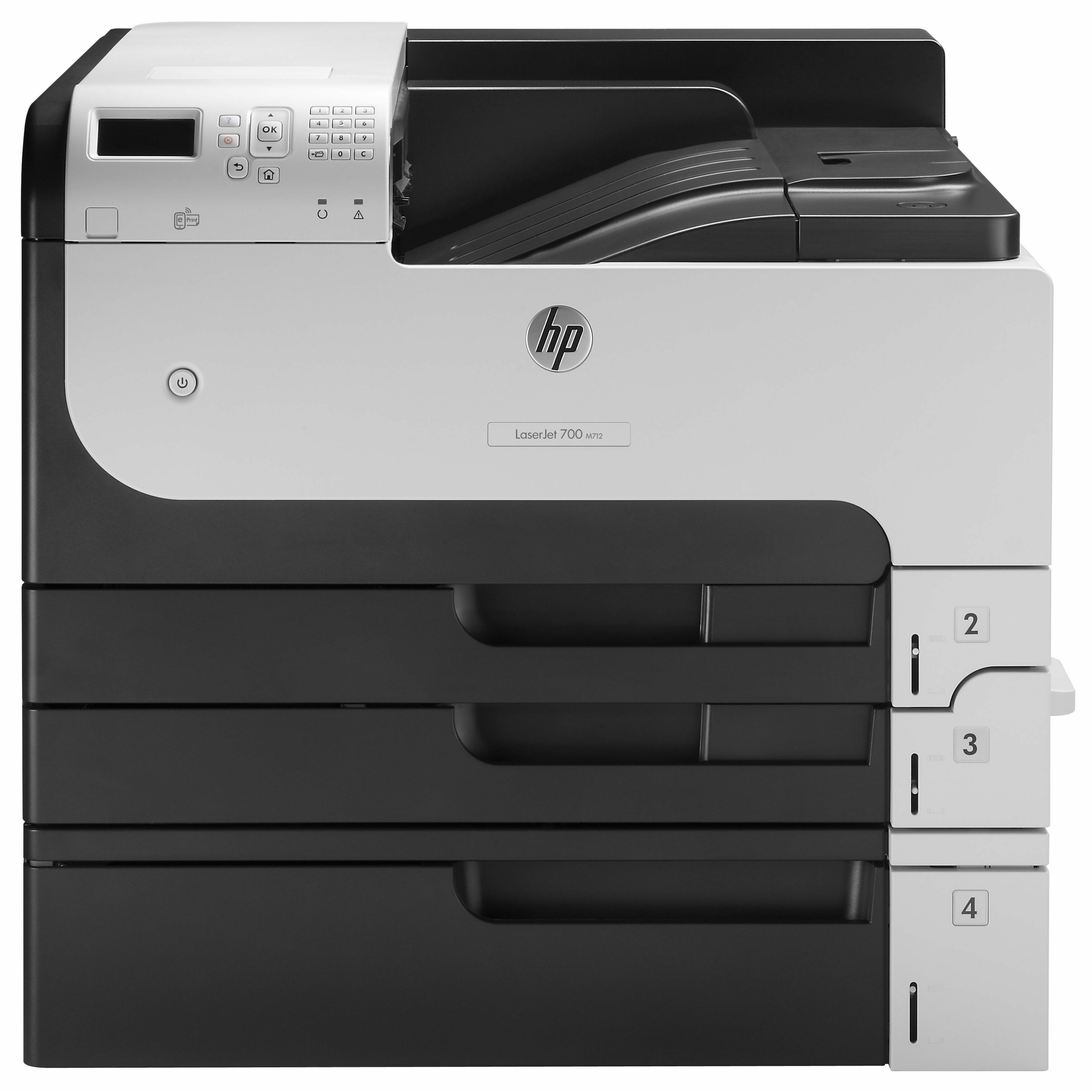 HP LaserJet Enterprise 700 M712XH Desktop Laser Printer - Monochrome - 41 ppm Mono - 1200 x 1200 dpi Print - Automatic Duplex Print - 1100 Sheets Input - Ethernet - HP ePrint, Apple AirPrint - 100000 Pages Duty Cycle - Plain Paper Print - Gigabit Ethernet - USB