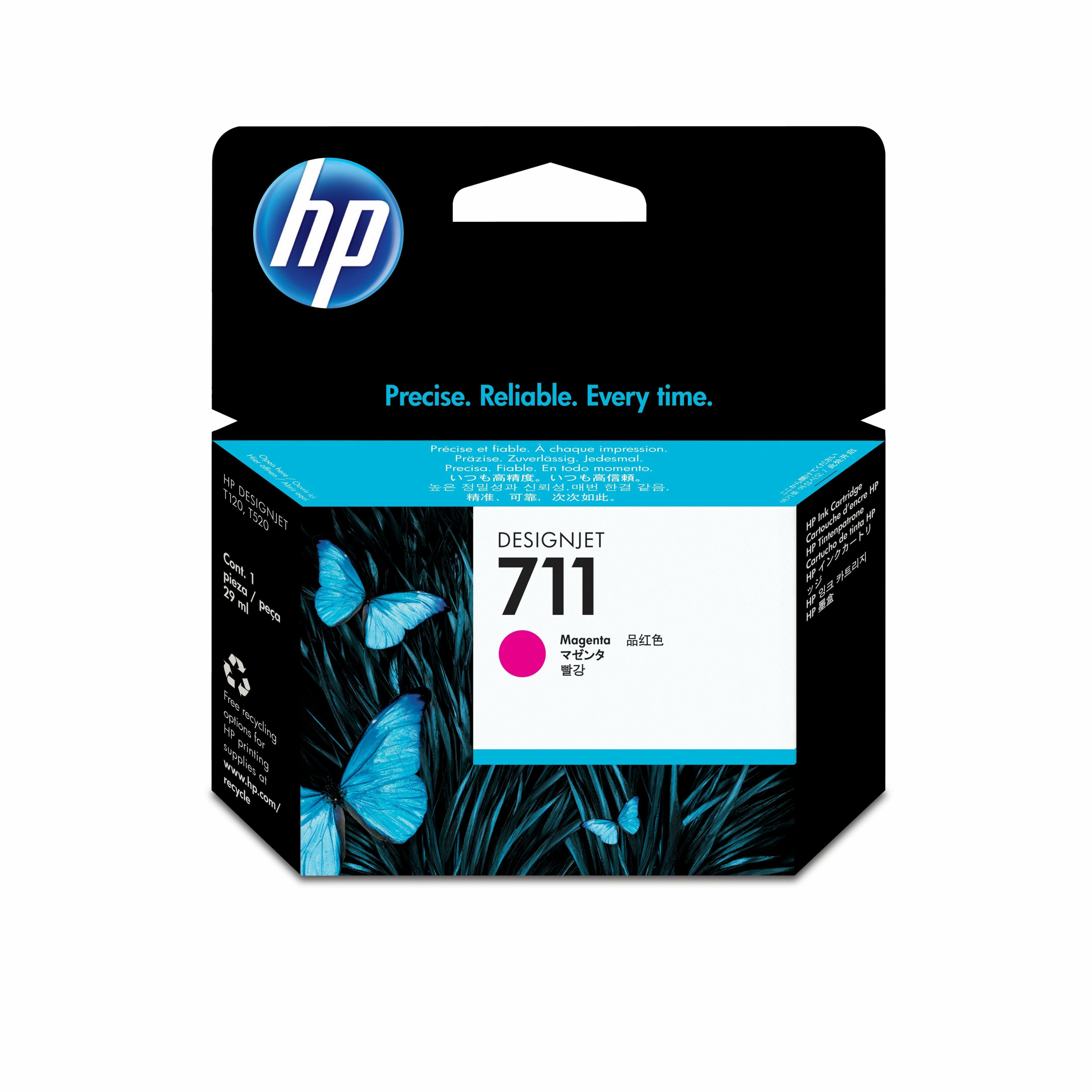 HP 711 (CZ131A) Original Inkjet Ink Cartridge - Single Pack - Magenta - 1 Each - 29 mL