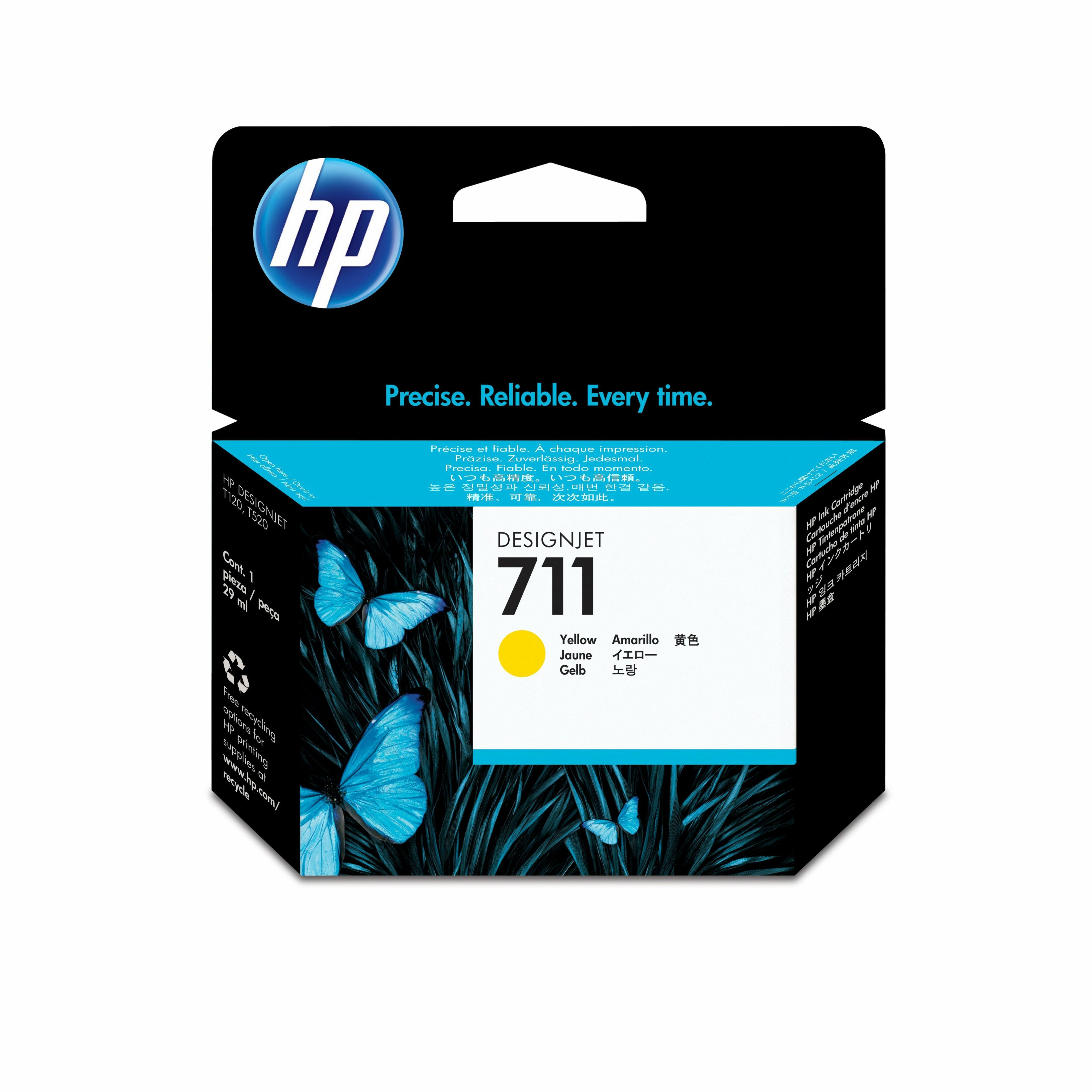 HP 711 (CZ132A) Original Inkjet Ink Cartridge - Single Pack - Yellow - 1 Each - 29 mL