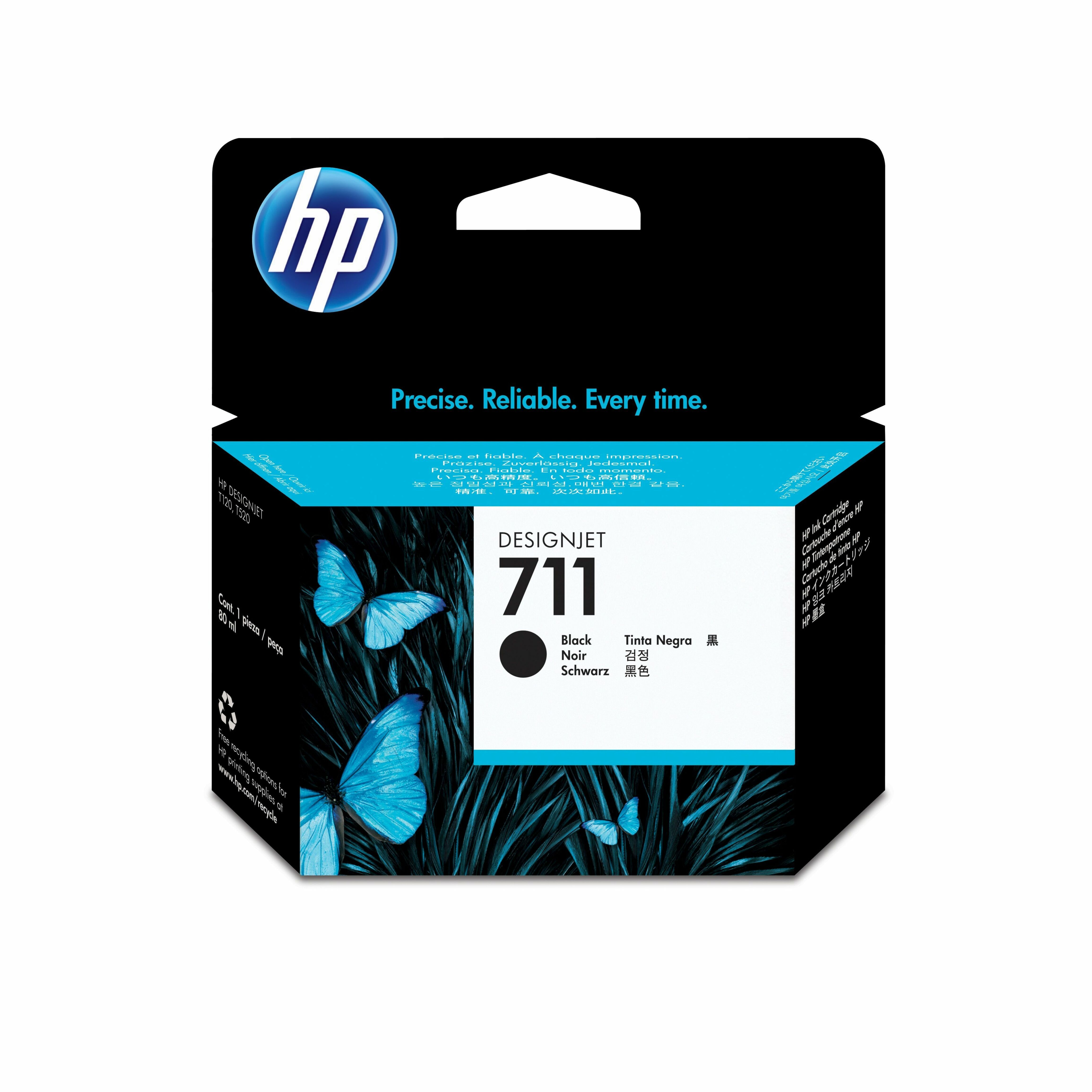 HP 711 Original Inkjet Ink Cartridge - Black - 1 Each - 80 mL