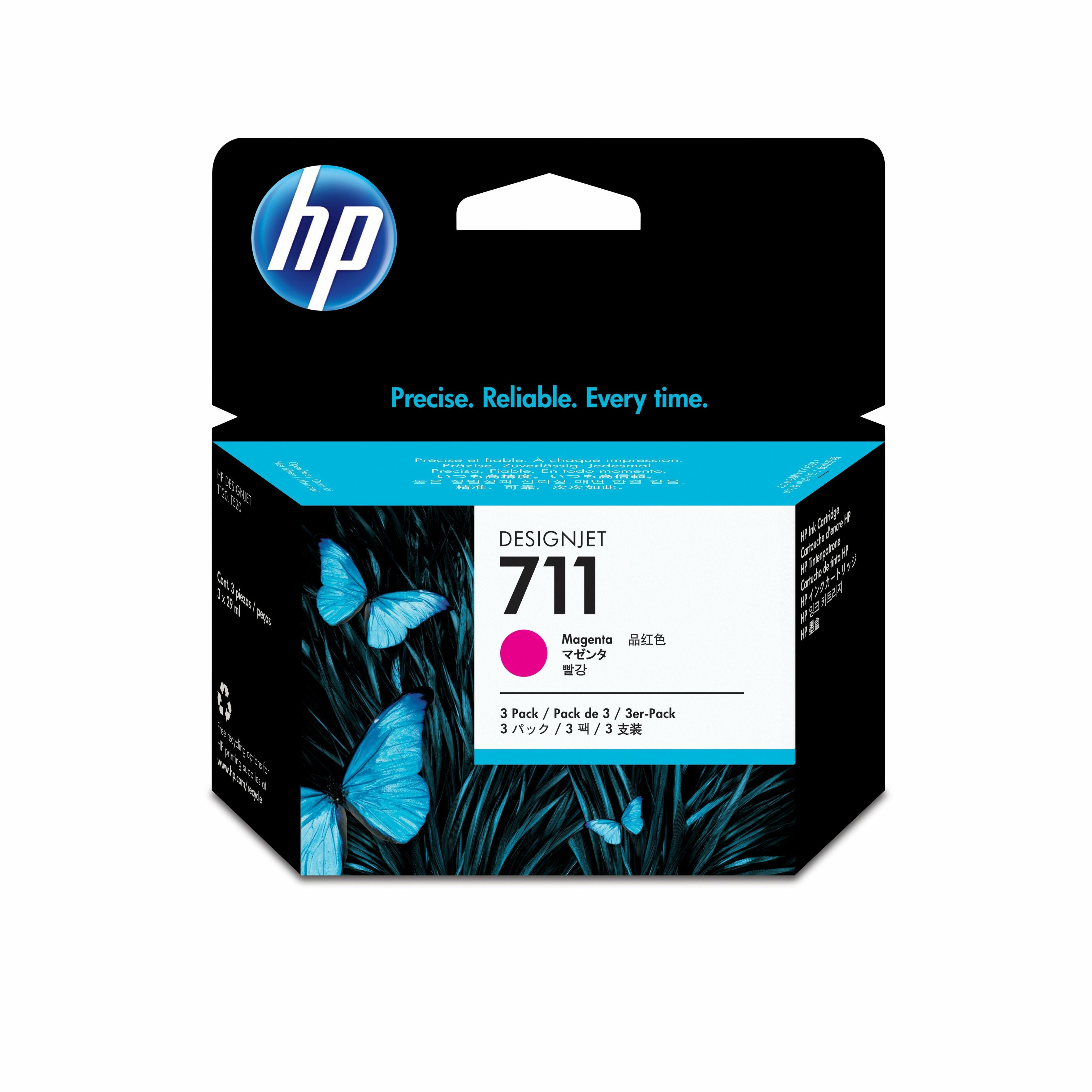 HP 711 (CZ135A) Original Inkjet Ink Cartridge - Multi-pack - Magenta - 3 / Pack - 29 mL