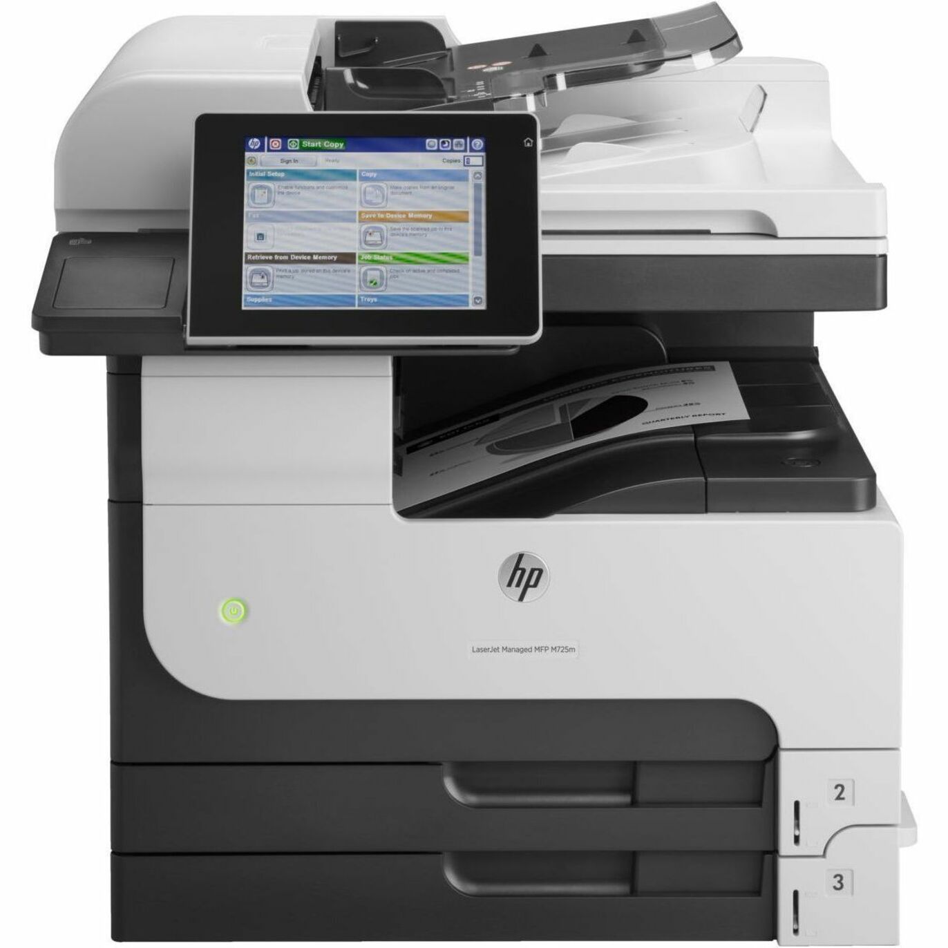 HP LaserJet M725DN Laser Multifunction Printer-Monochrome-Copier/Scanner-41 ppm Mono Print-1200x1200 Print-Automatic Duplex Print-200000 Pages Monthly-600 sheets Input-Color Scanner-600 Optical Scan-Gigabit Ethernet Ethernet - Copier/Printer/Scanner - 41 ppm Mono Print - 1200 x 1200 dpi Print - Automatic Duplex Print - Up to 200000 Pages Monthly - 600 sheets Input - Color Scanner - 600 dpi Optical Scan - Gigabit Ethernet - USB - For Plain Paper Print — front