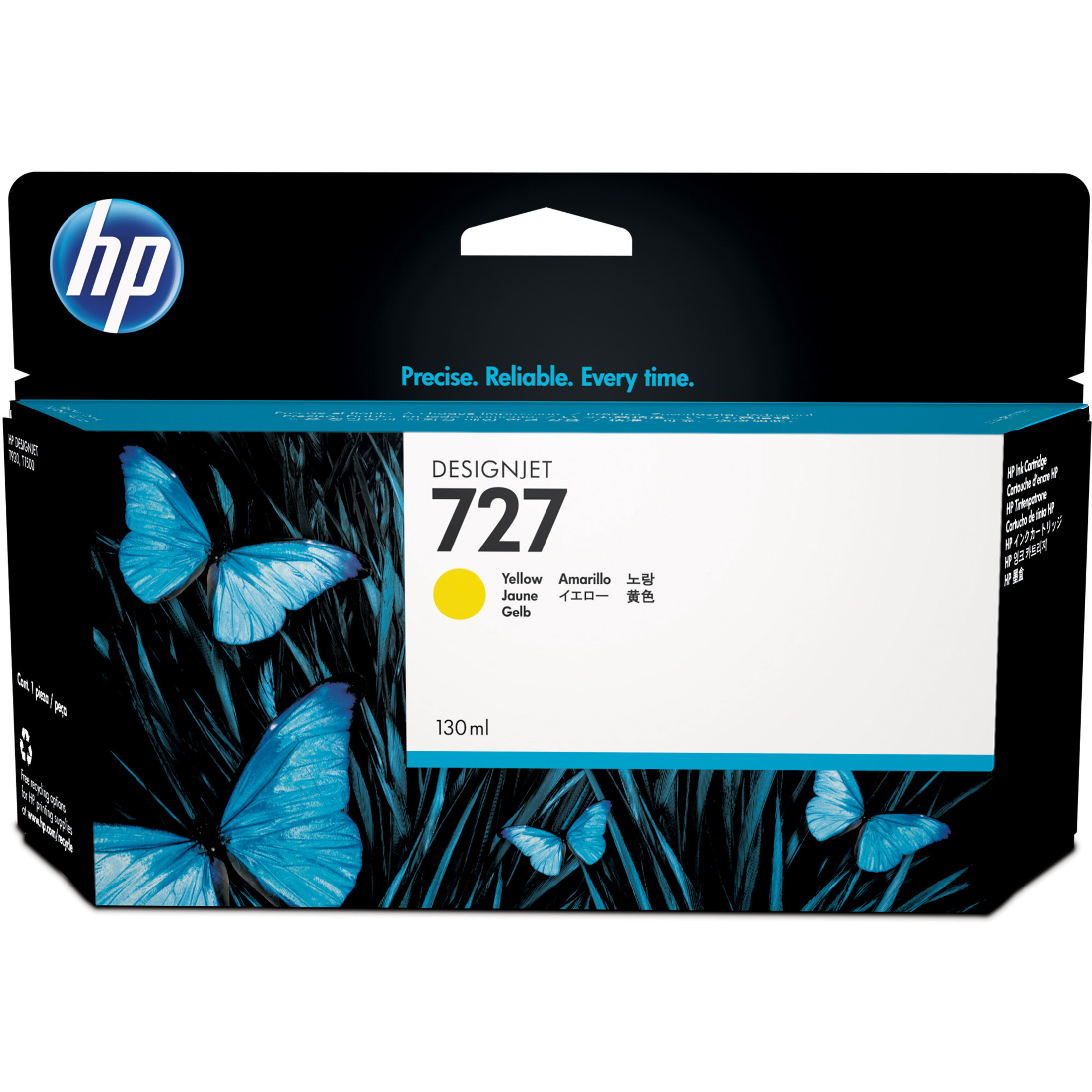 HP 727 (B3P21A) Original Standard Yield Inkjet Ink Cartridge - Single Pack - Yellow - 1 Each - 130 mL