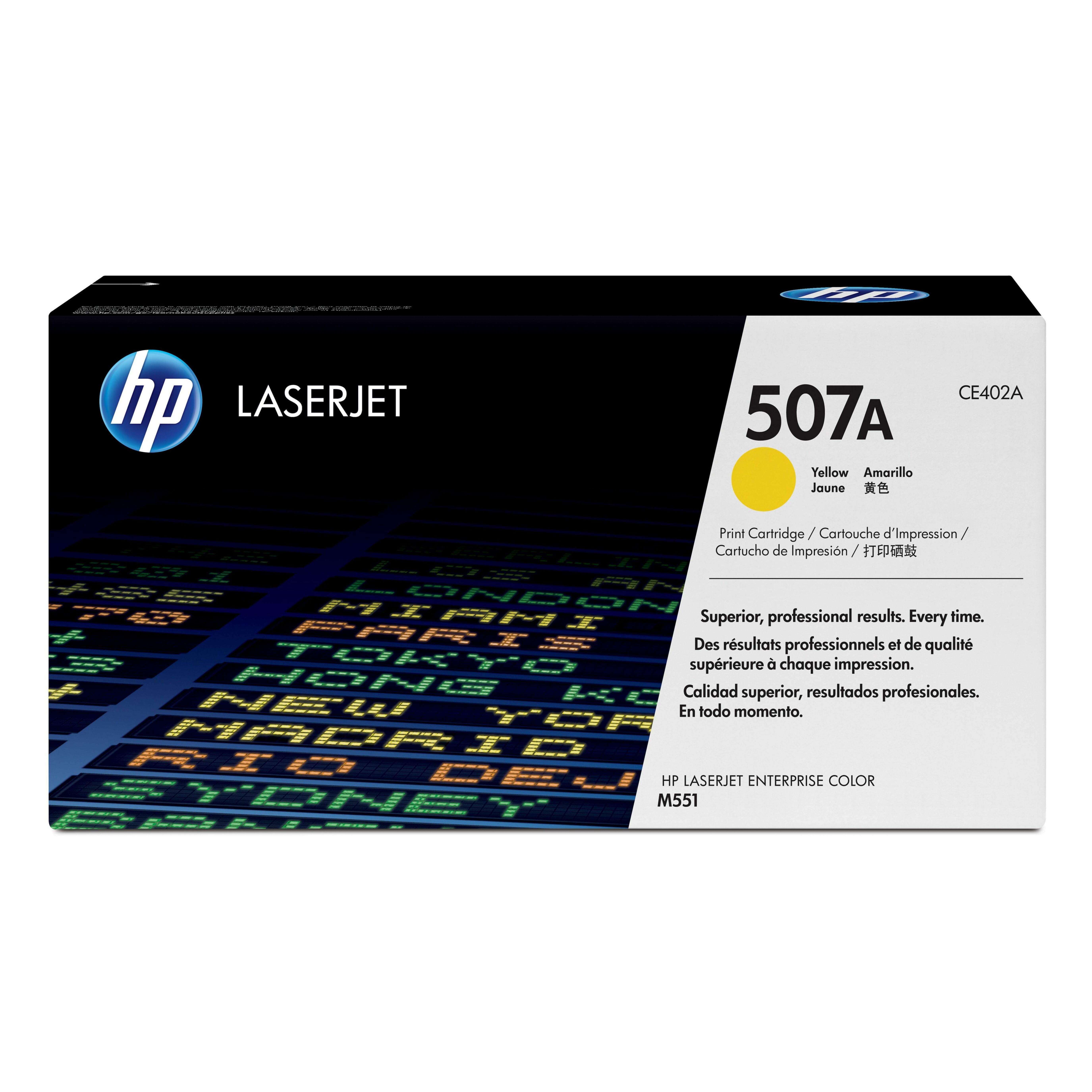 HP 507A (CE402AG) Original Laser Toner Cartridge - Single Pack - Yellow - 1 Each - 6000 Pages
