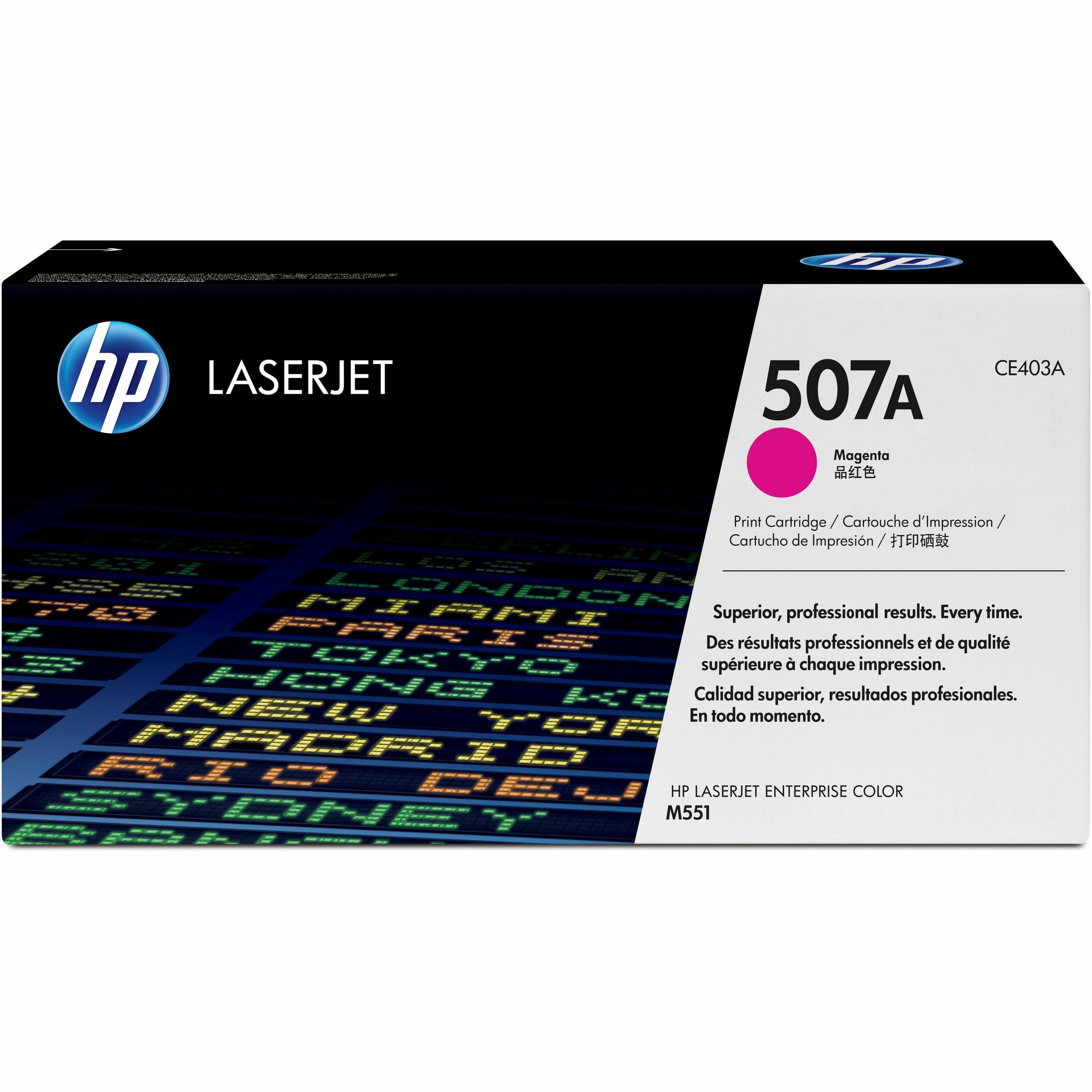 HP 507A (CE403AG) Original Laser Toner Cartridge - Single Pack - Magenta - 1 Each - 6000 Pages