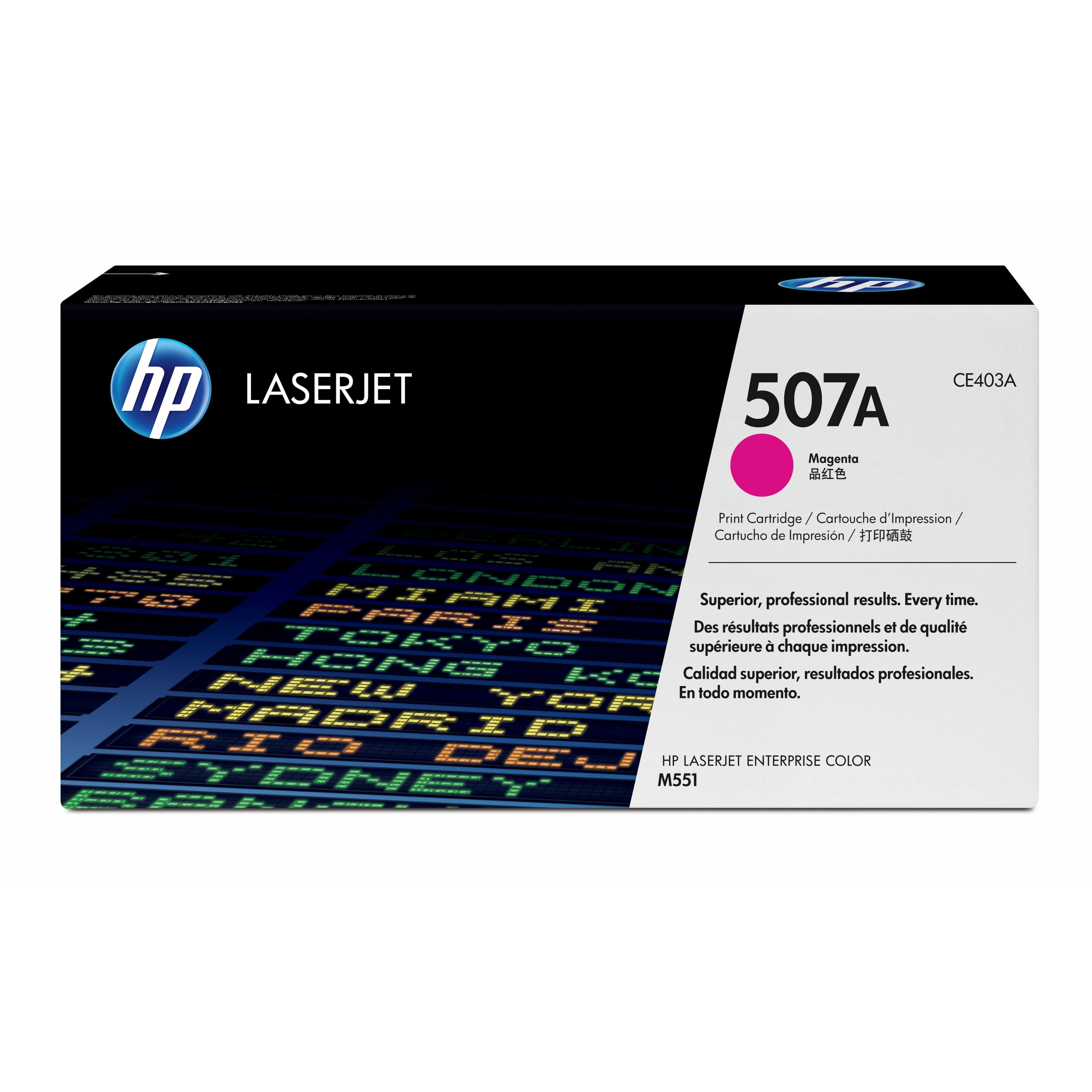 HP 507A (CE403AG) Original Laser Toner Cartridge - Single Pack - Magenta - 1 Each - 6000 Pages
