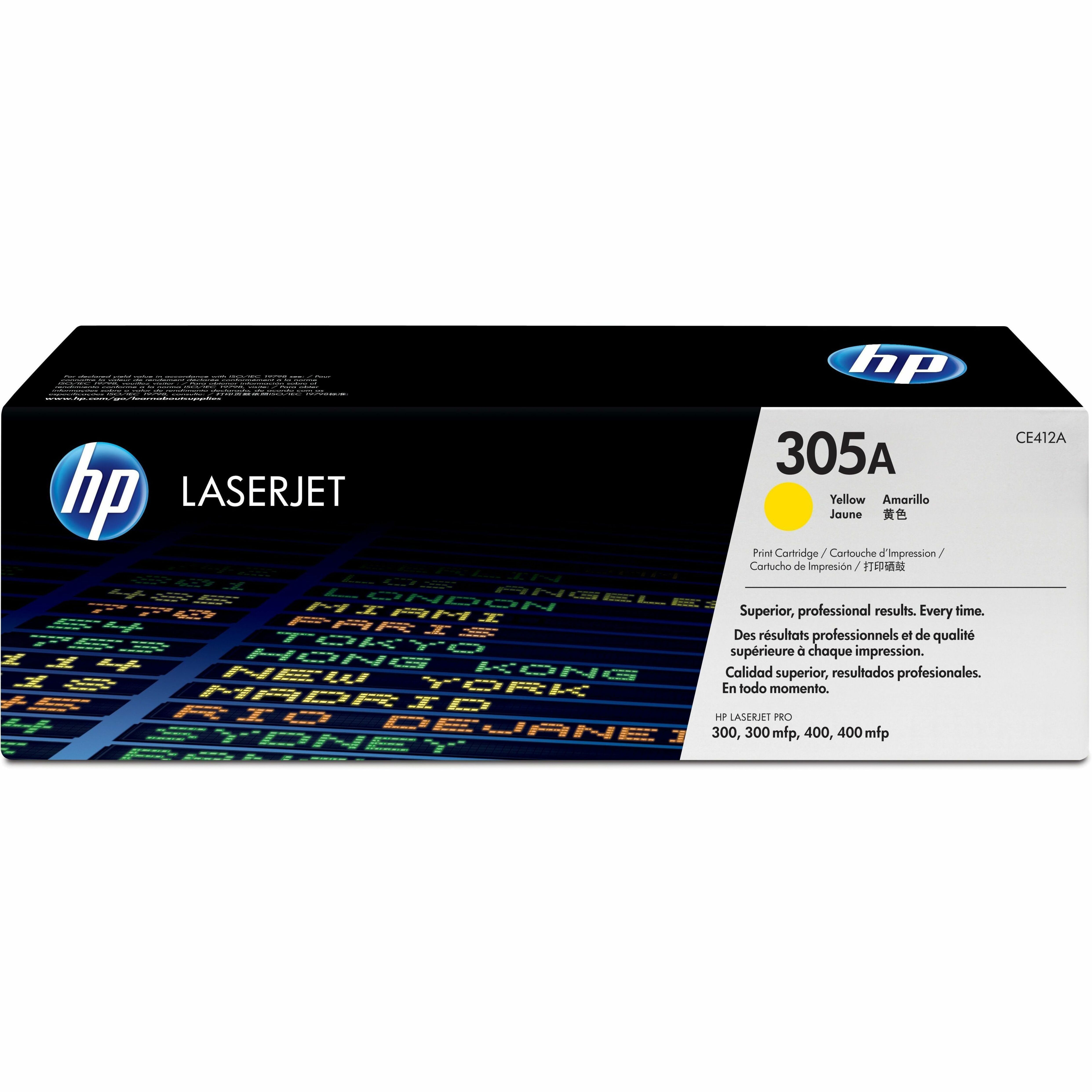 HP 305A (CE412AG) Original Laser Toner Cartridge - Single Pack - Yellow - 1 Each - 2600 Pages