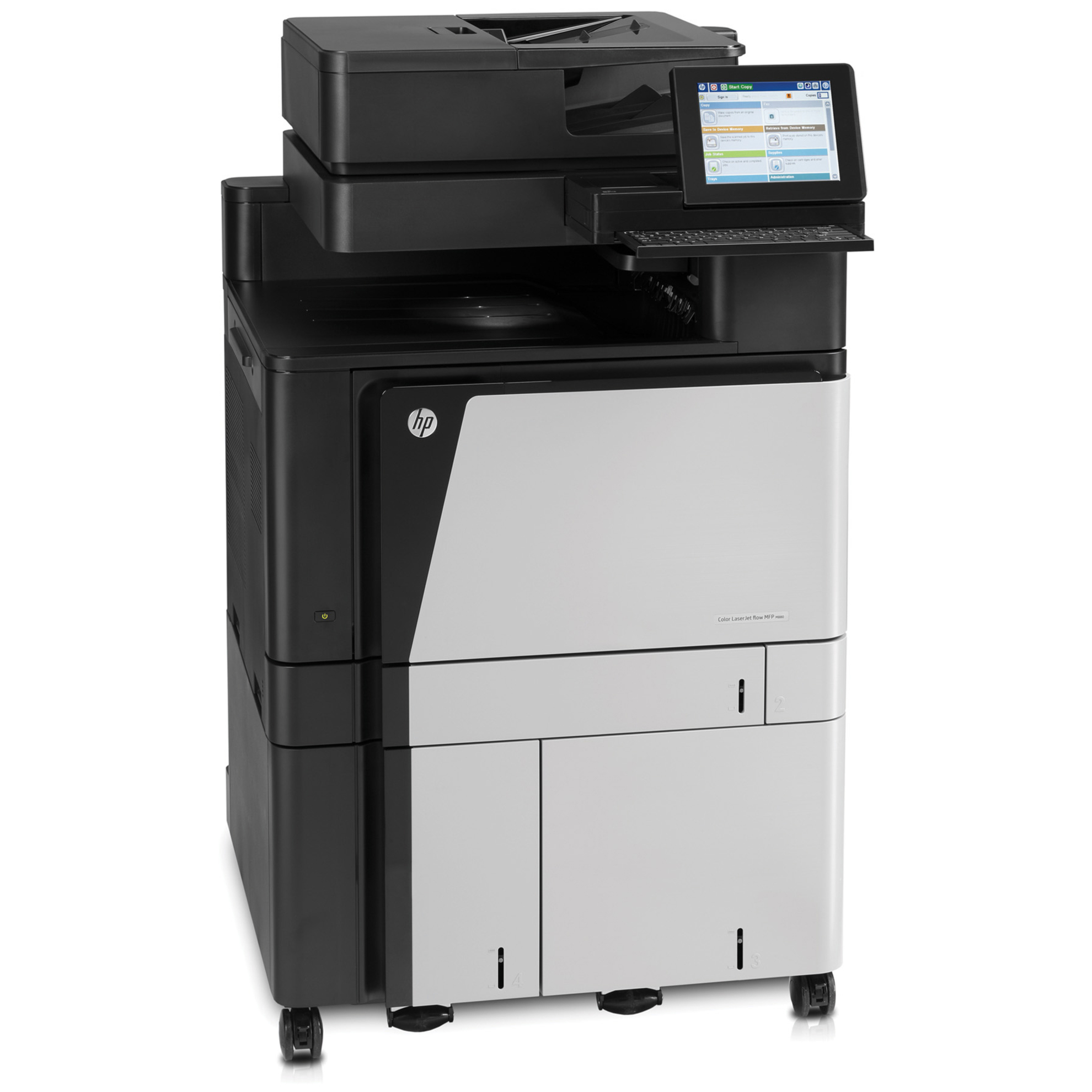 HP LaserJet M880z+ Laser Multifunction Printer-Color-Copier/Fax/Scanner-45 ppm Mono/45 ppm Color Print-1200x1200 Print-Automatic Duplex Print-200000 Pages Monthly-4100 sheets Input-Color Scanner-600 Optical Scan-Color Fax-Gigabit Ethernet Ethernet - Copier/Fax/Printer/Scanner - 45 ppm Mono/45 ppm Color Print - 1200 x 1200 dpi Print - Automatic Duplex Print - Up to 200000 Pages Monthly - 4100 sheets Input - Color Scanner - 600 dpi Optical Scan - Color Fax - Gigabit Ethernet - USB - For Plain