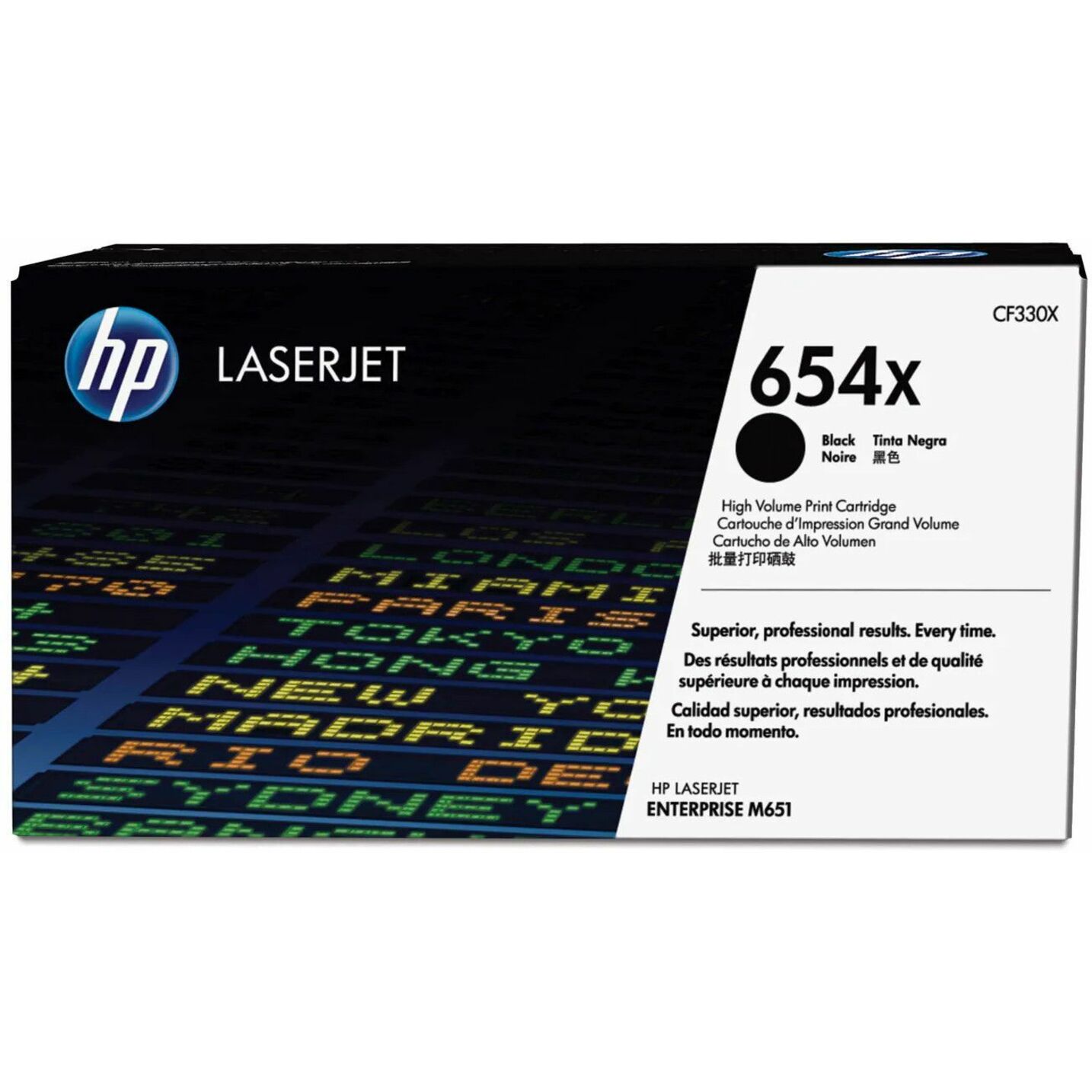 HP 654X (CF330X) Original High Yield Laser Toner Cartridge - Single Pack - Black - 1 Each - 19500 Pages
