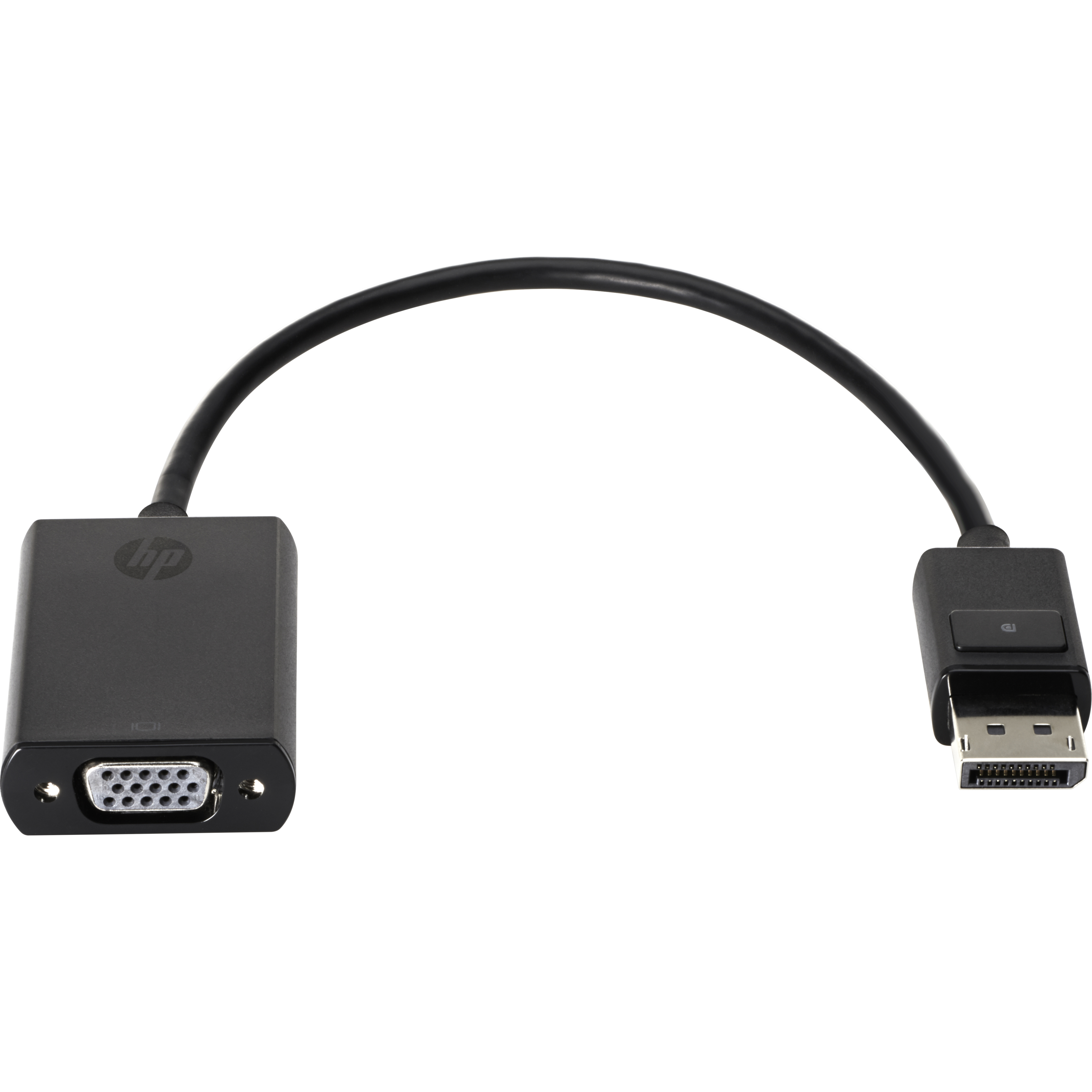 HP DisplayPort To VGA Adapter - 7.99" DisplayPort/VGA Video Cable for Video Device, Notebook - First End: 1 x DisplayPort Digital Audio/Video - Male - Second End: 1 x 15-pin HD-15 - Female - Black