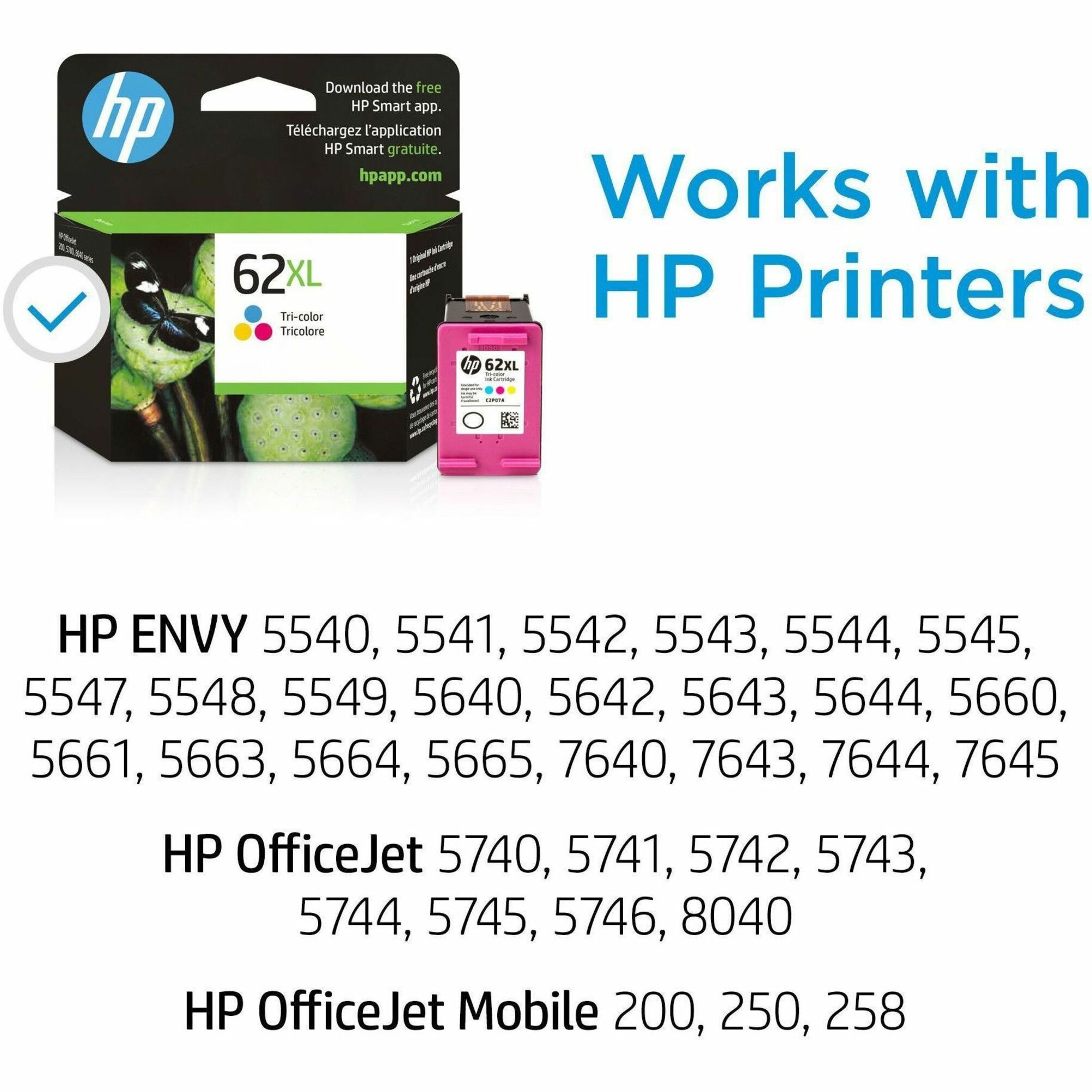 HP 62XL Original Ink Cartridge - Single Pack - Inkjet - High Yield - 415 Pages - color - 1 Each — alternate image1