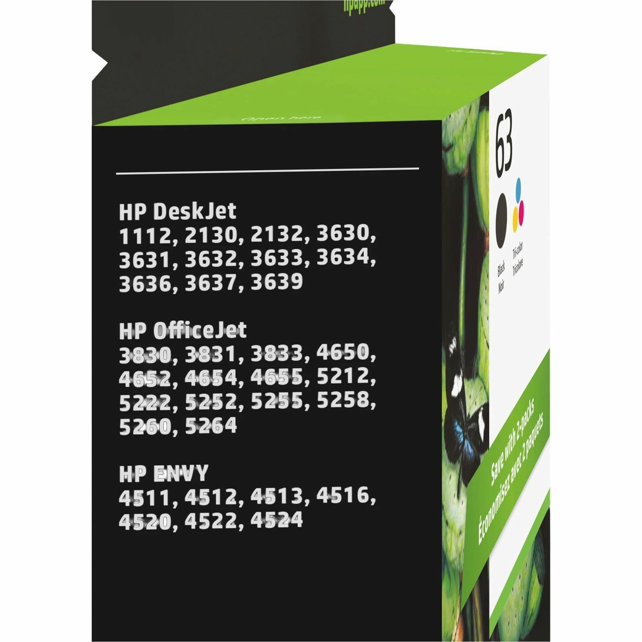 HP 63 Original Inkjet Ink Cartridge - Black, Tri-color - 2 / Pack - 170 Pages Black, 150 Pages Tri-color — alternate image1