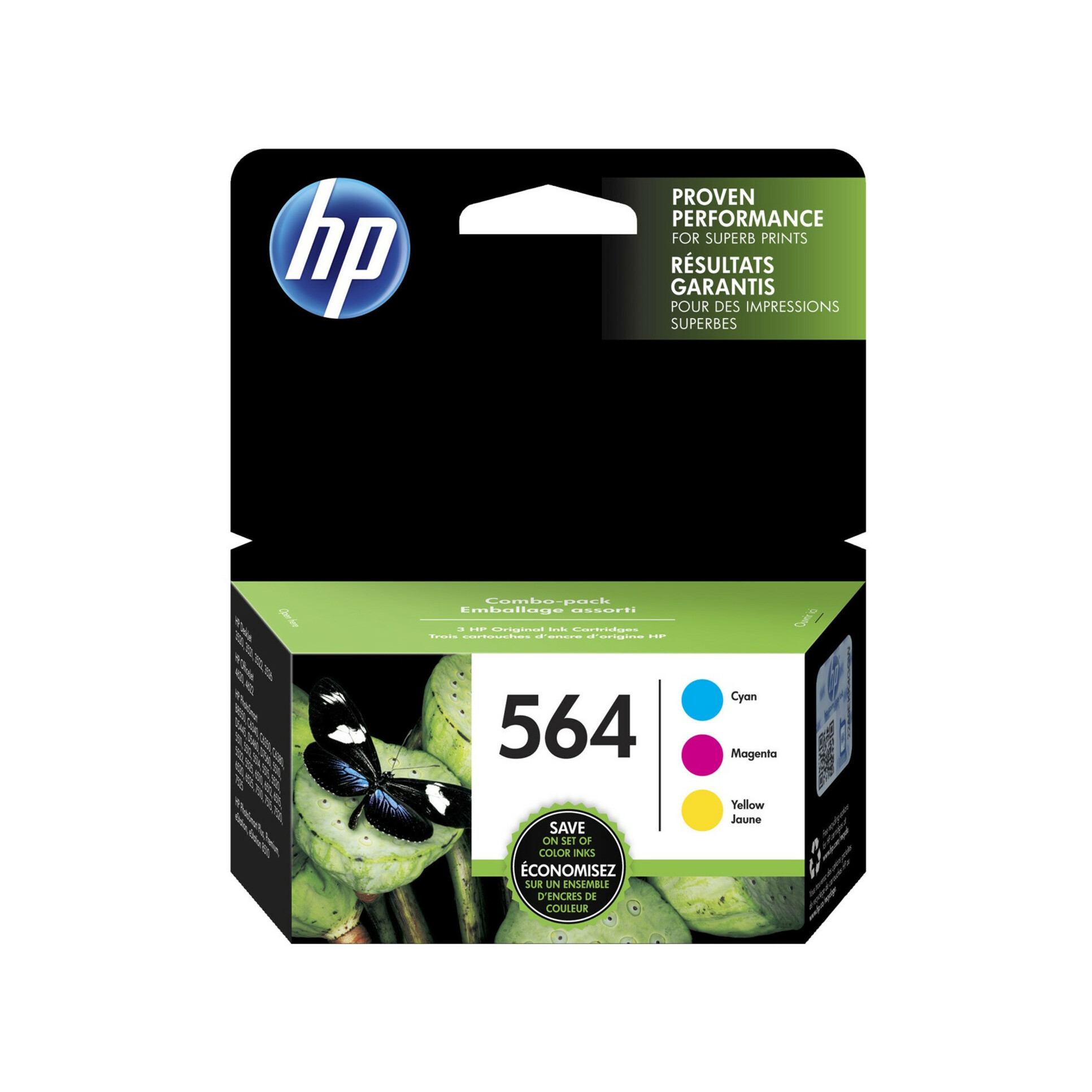 HP 564 Original Standard Yield Inkjet Ink Cartridge - Cyan, Yellow, Magenta - 3 / Pack - 300 Pages (Per Cartridge)