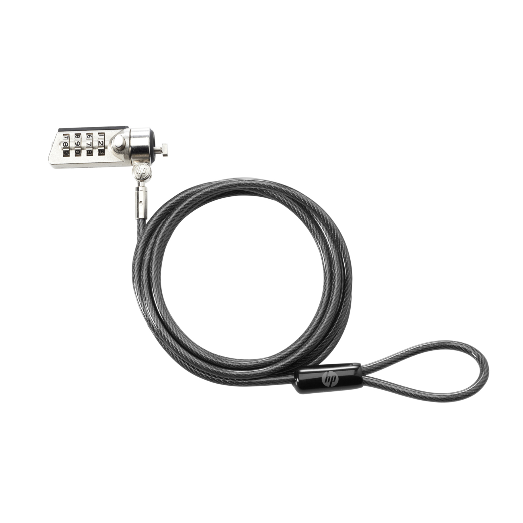 HP Combination Lock - 6 ft Cable - Combination Lock - Black - Galvanized Steel - For Notebook