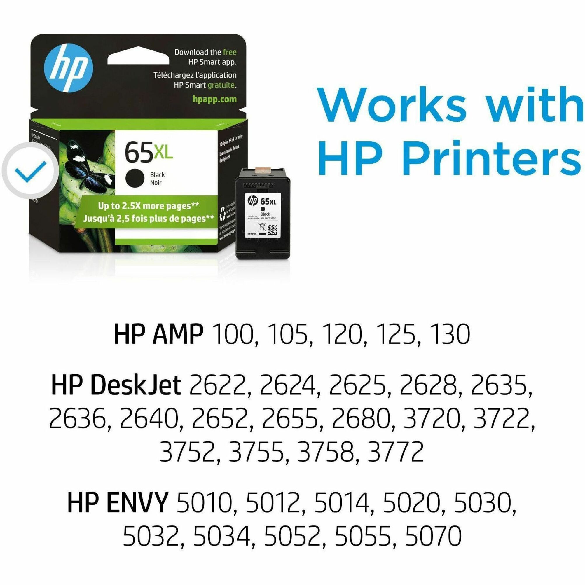 HP 65XL (N9K04AN#140) Original Ink Cartridge - Single Pack - 300 Pages — alternate image1