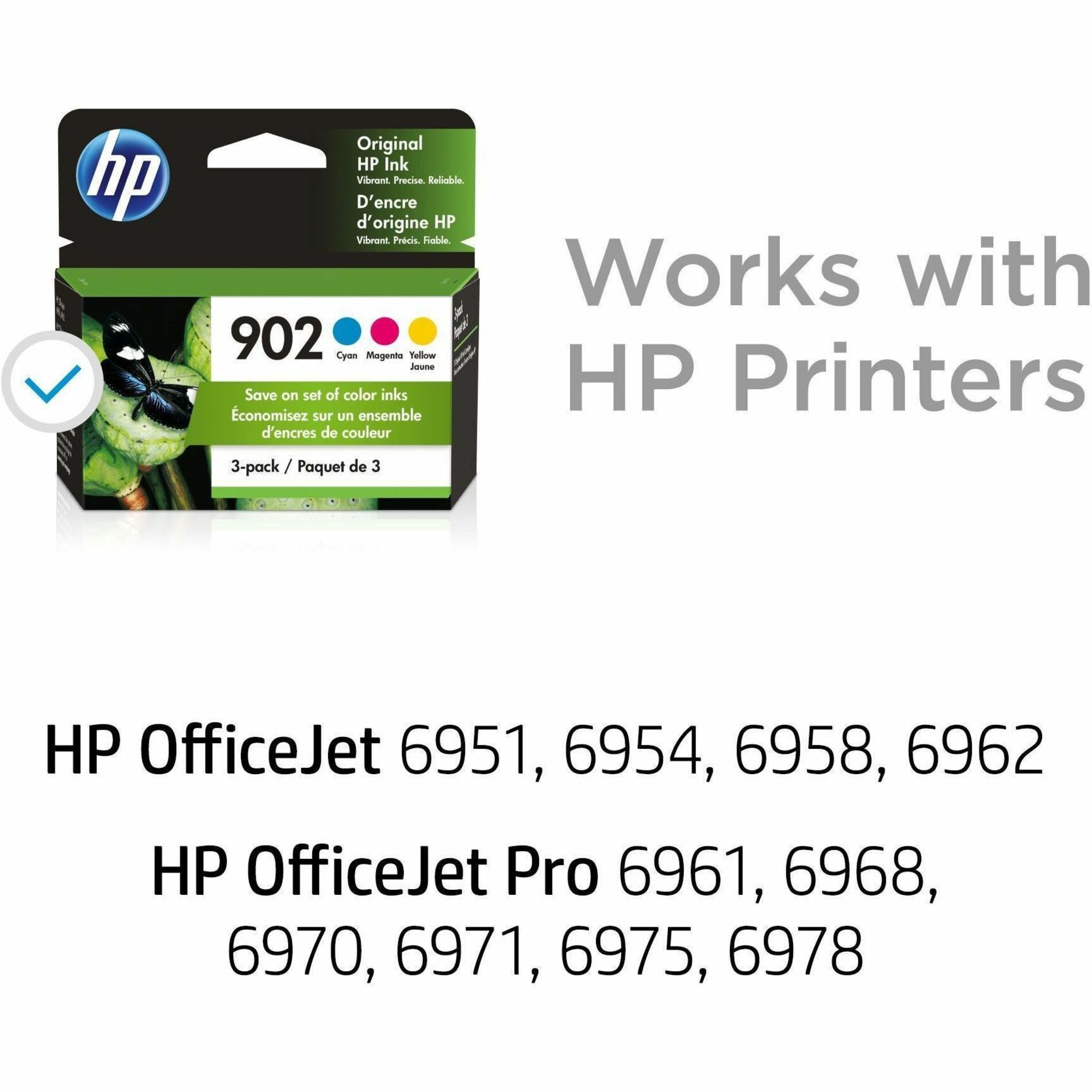 HP 902 Original Inkjet Ink Cartridge - Cyan, Magenta, Yellow - 3 / Pack — alternate image1