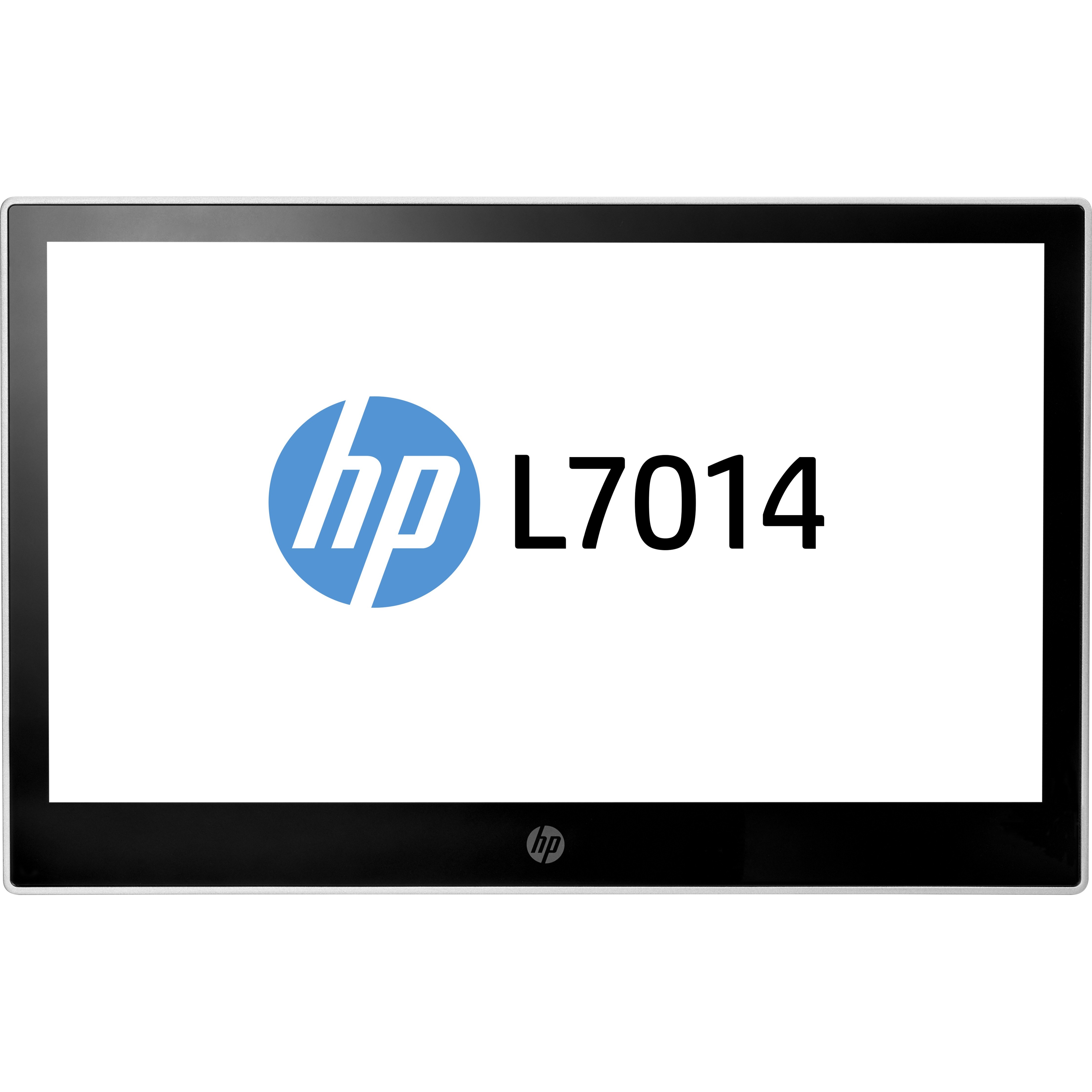 HP L7014 14" Class WXGA LCD Monitor - 16:9 - Black, Asteroid - 14" Viewable - LED Backlight - 1366 x 768 - 14.4 Million colors - 200 Nit - 16 ms - DisplayPort - VESA Mount Compatible — front