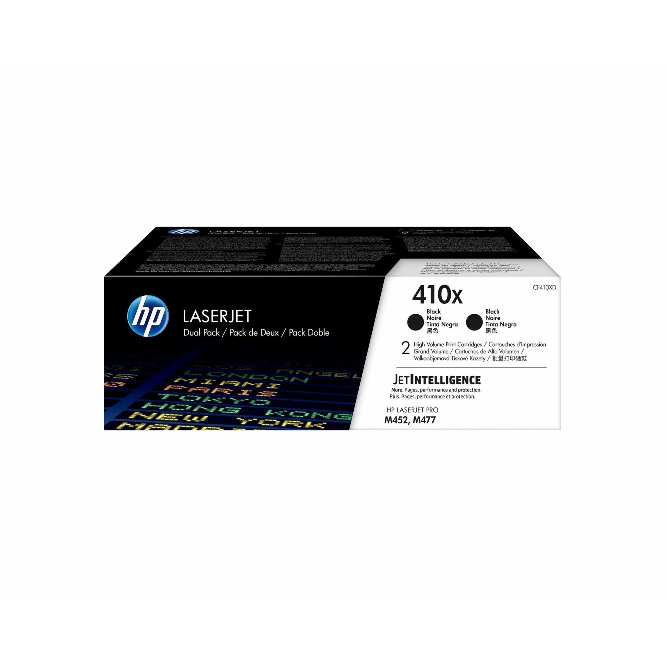 HP 410X (CF410XD) Original High Yield Laser Toner Cartridge - Black - 1 Carton - 6500 Pages (Per Cartridge)