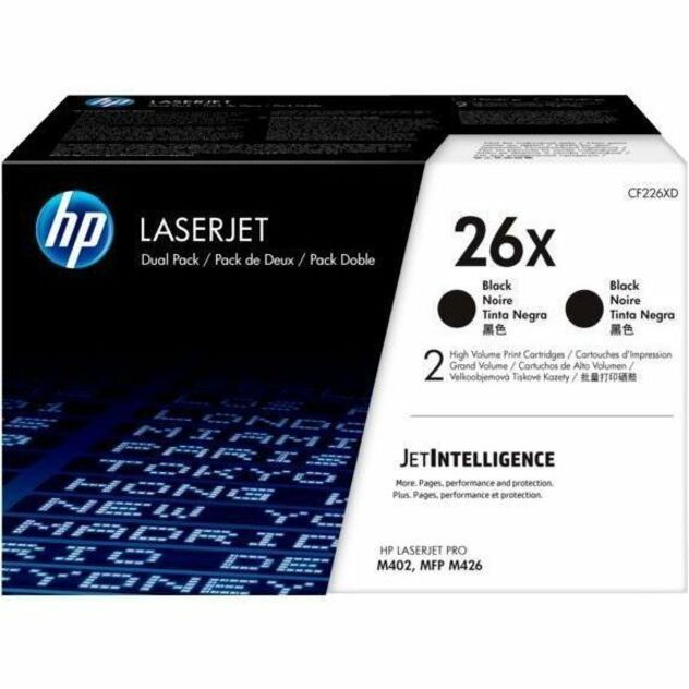 HP 26X (CF226XD) Original High Yield Laser Toner Cartridge - Black - 1 Carton - 9000 Pages