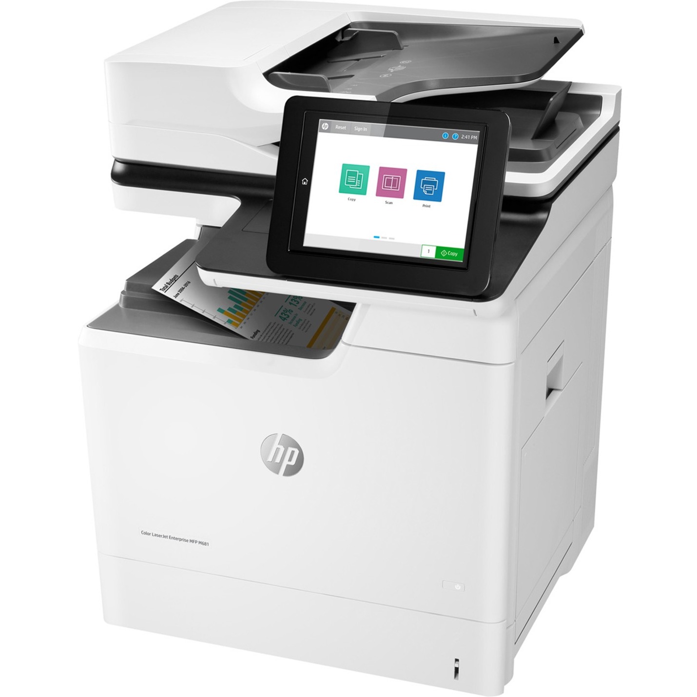 HP LaserJet M681 M681dh Laser Multifunction Printer-Color-Copier/Scanner-50 ppm Mono/50 ppm Color Print-1200x1200 Print-Automatic Duplex Print-100000 Pages Monthly-650 sheets Input-Color Scanner-600 Optical Scan-Gigabit Ethernet - Copier/Printer/Scanner - 50 ppm Mono/50 ppm Color Print - 1200 x 1200 dpi Print - Automatic Duplex Print - Up to 100000 Pages Monthly - 650 sheets Input - Color Scanner - 600 dpi Optical Scan - Gigabit Ethernet - USB - For Plain Paper Print — leftmaximum