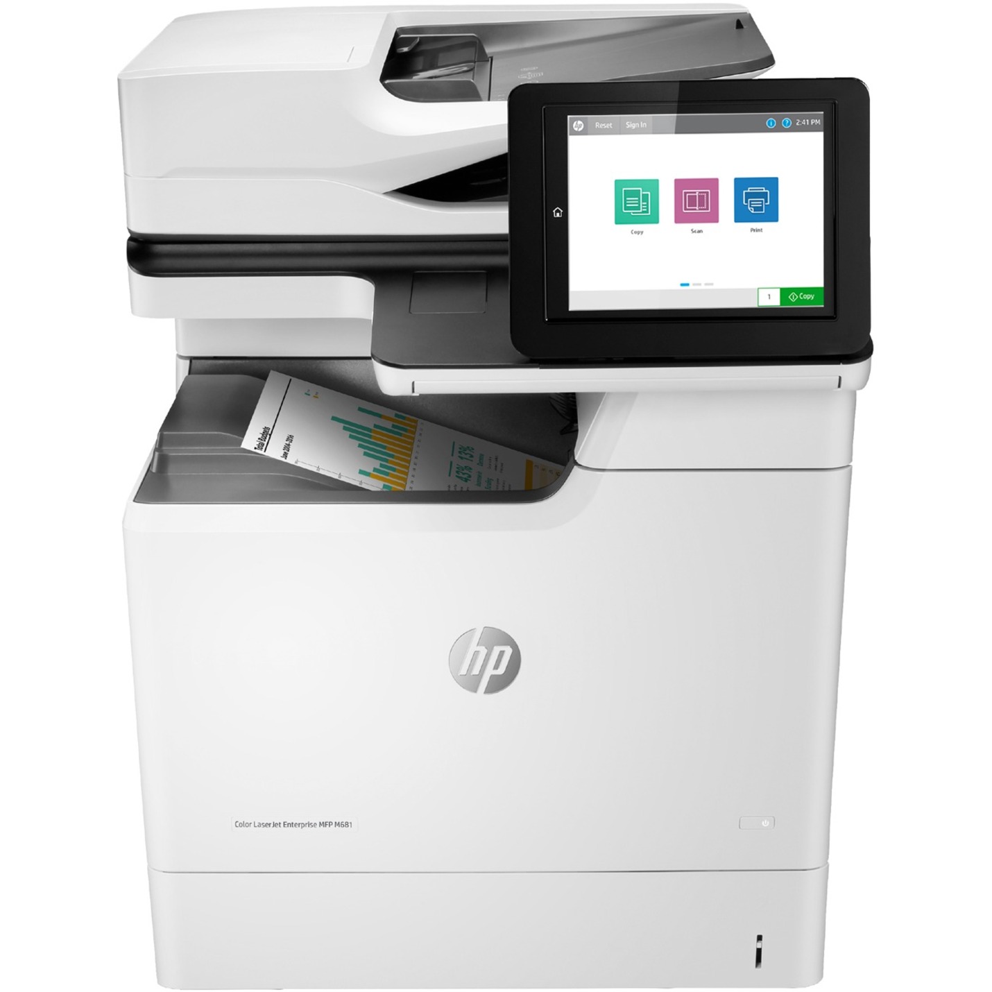 HP LaserJet M681 M681dh Laser Multifunction Printer-Color-Copier/Scanner-50 ppm Mono/50 ppm Color Print-1200x1200 Print-Automatic Duplex Print-100000 Pages Monthly-650 sheets Input-Color Scanner-600 Optical Scan-Gigabit Ethernet - Copier/Printer/Scanner - 50 ppm Mono/50 ppm Color Print - 1200 x 1200 dpi Print - Automatic Duplex Print - Up to 100000 Pages Monthly - 650 sheets Input - Color Scanner - 600 dpi Optical Scan - Gigabit Ethernet - USB - For Plain Paper Print