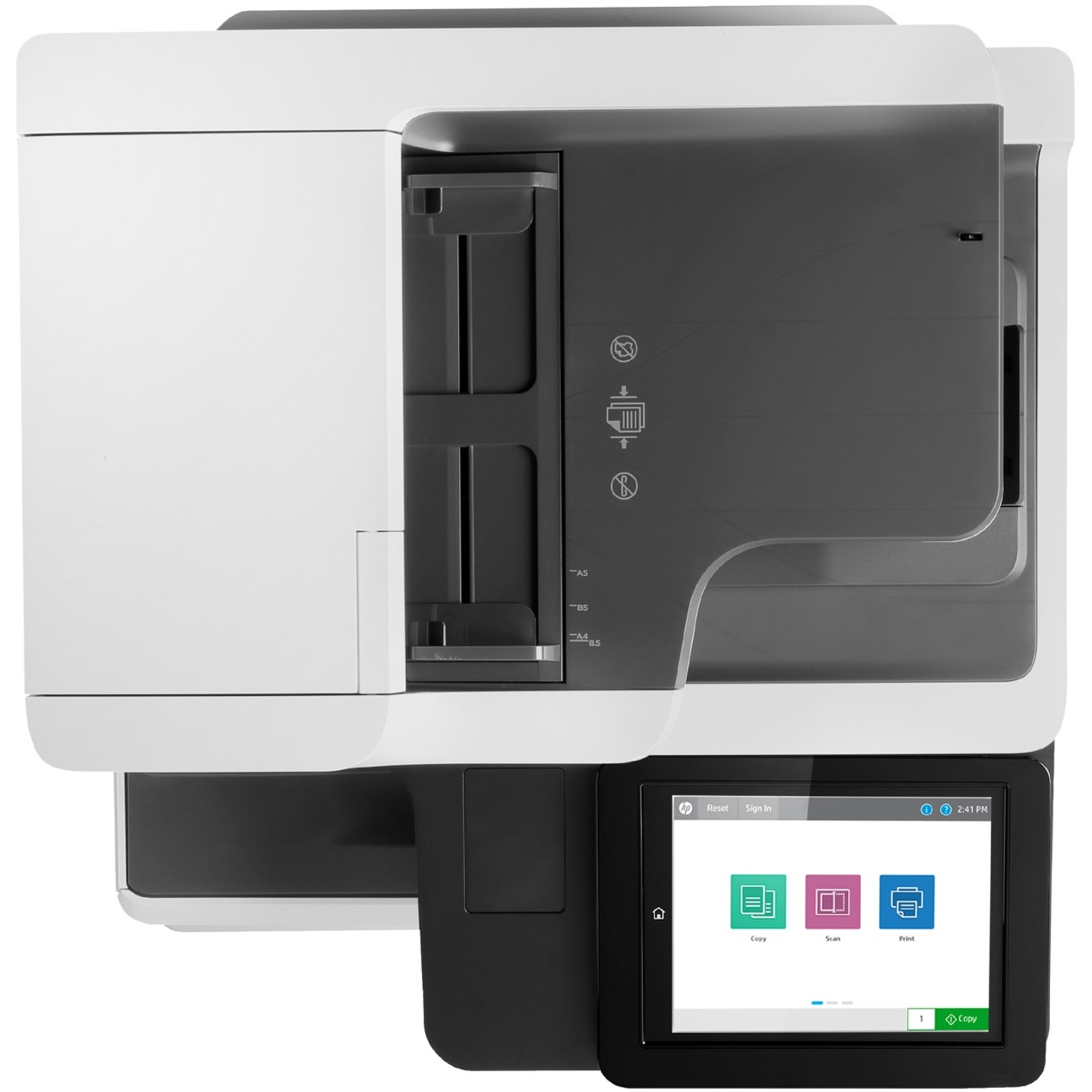 HP LaserJet M681 M681dh Laser Multifunction Printer-Color-Copier/Scanner-50 ppm Mono/50 ppm Color Print-1200x1200 Print-Automatic Duplex Print-100000 Pages Monthly-650 sheets Input-Color Scanner-600 Optical Scan-Gigabit Ethernet - Copier/Printer/Scanner - 50 ppm Mono/50 ppm Color Print - 1200 x 1200 dpi Print - Automatic Duplex Print - Up to 100000 Pages Monthly - 650 sheets Input - Color Scanner - 600 dpi Optical Scan - Gigabit Ethernet - USB - For Plain Paper Print — top