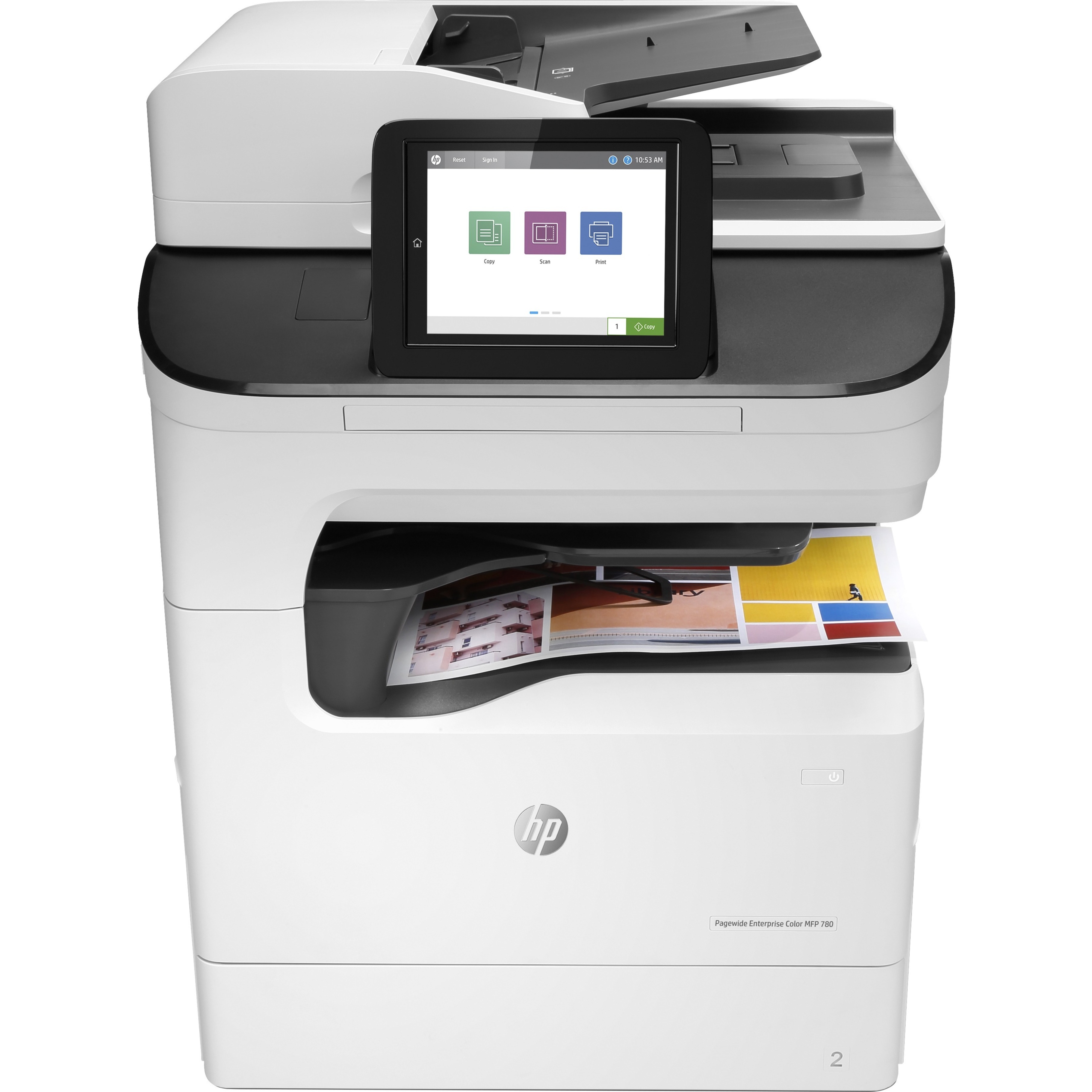 HP PageWide 780dns Page Wide Array Multifunction Printer-Color-Copier/Scanner-65 ppm Mono/Color Print-2400x1200 Print-Automatic Duplex Print-100000 Pages Monthly-650 sheets Input-Color Scanner-600 Optical Scan-Gigabit Ethernet - Copier/Printer/Scanner - 65 ppm Mono/65 ppm Color Print - 2400 x 1200 dpi Print - Automatic Duplex Print - Up to 100000 Pages Monthly - 650 sheets Input - Color Scanner - 600 dpi Optical Scan - Gigabit Ethernet - USB - For Plain Paper Print