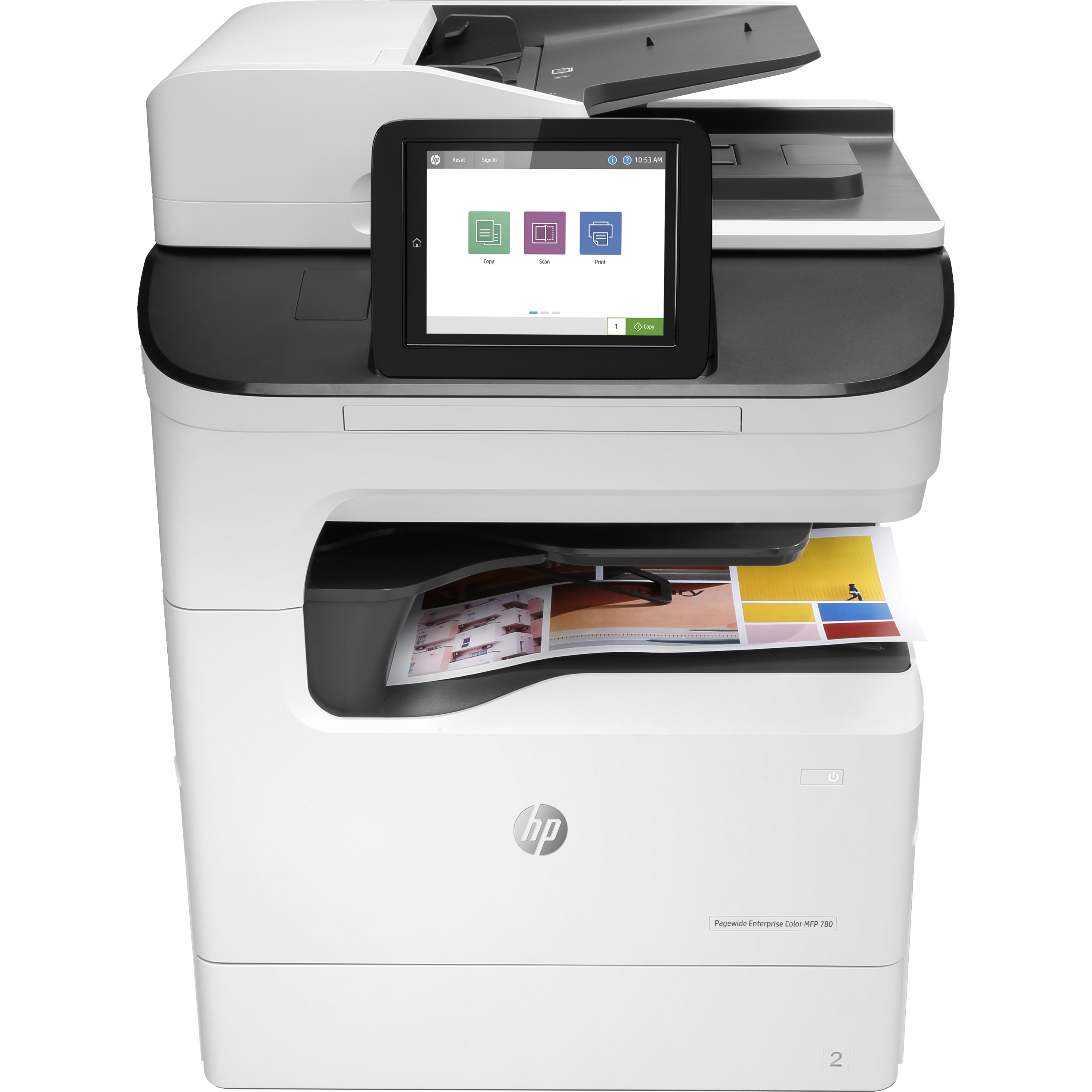 HP PageWide 780dns Page Wide Array Multifunction Printer-Color-Copier/Scanner-65 ppm Mono/Color Print-2400x1200 Print-Automatic Duplex Print-100000 Pages Monthly-650 sheets Input-Color Scanner-600 Optical Scan-Gigabit Ethernet - Copier/Printer/Scanner - 65 ppm Mono/65 ppm Color Print - 2400 x 1200 dpi Print - Automatic Duplex Print - Up to 100000 Pages Monthly - 650 sheets Input - Color Scanner - 600 dpi Optical Scan - Gigabit Ethernet - USB - For Plain Paper Print